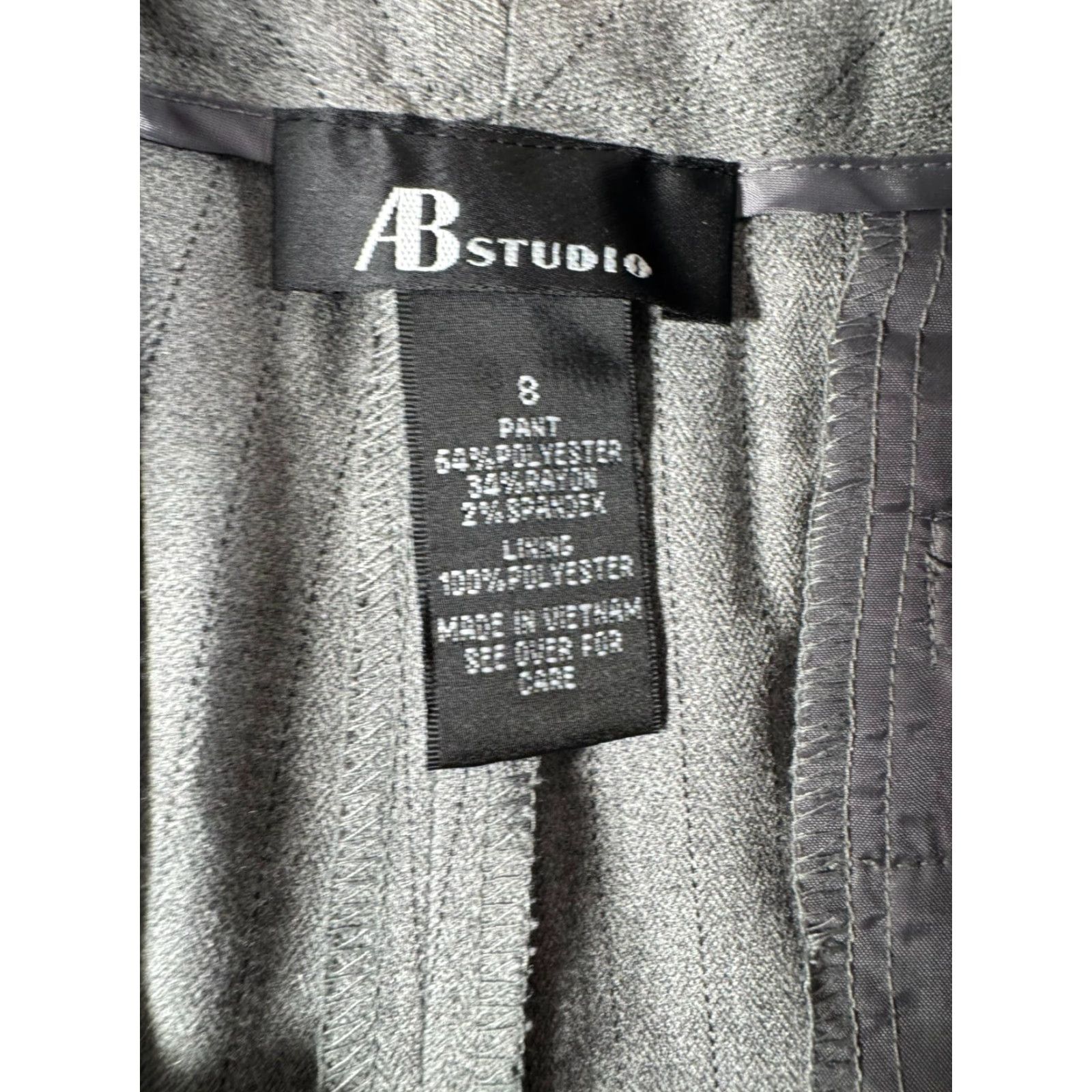 Vintage AB Studio Pants Womens Size 8 Dress Pants Pinstripe Lined Straight Leg Office Career Chic City 64% Polyester, 34% Rayon, 2% Spandex Womens Size 30" / US 8 / IT 44 - 3 Thumbnail