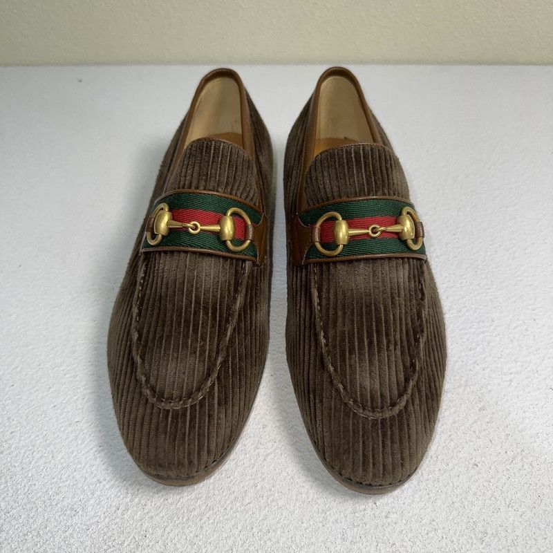 Gucci Gucci Brown Velvet Loafers for Men - Size US 8.5 / EU 41-42 - 2 Thumbnail