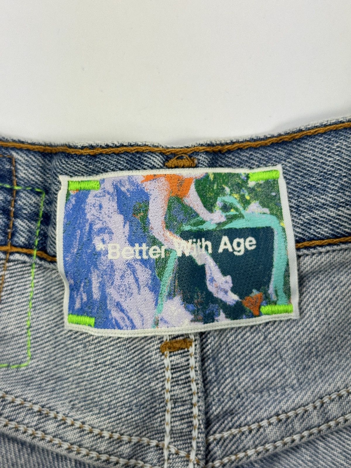 Better With Age GENTLEMENT’S PATCH WORK TRIPLE WIDE LONG DENIM SHORTS Size US 28 / EU 44 - 6 Thumbnail