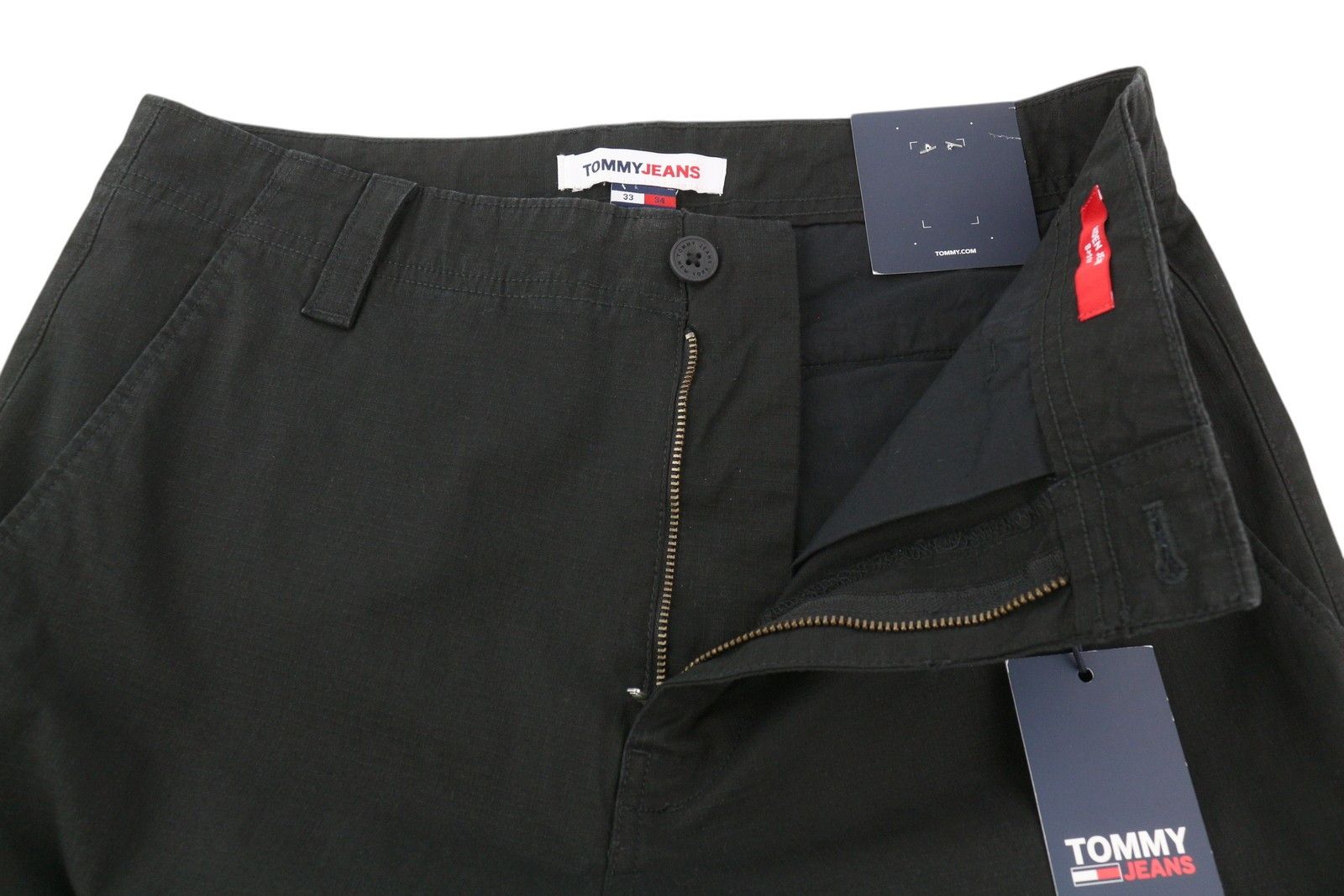 Tommy Hilfiger AIDEN BAGGY CARGO W33/L34 Black Textured Zip Trousers 85170 Size US 33 - 4 Thumbnail