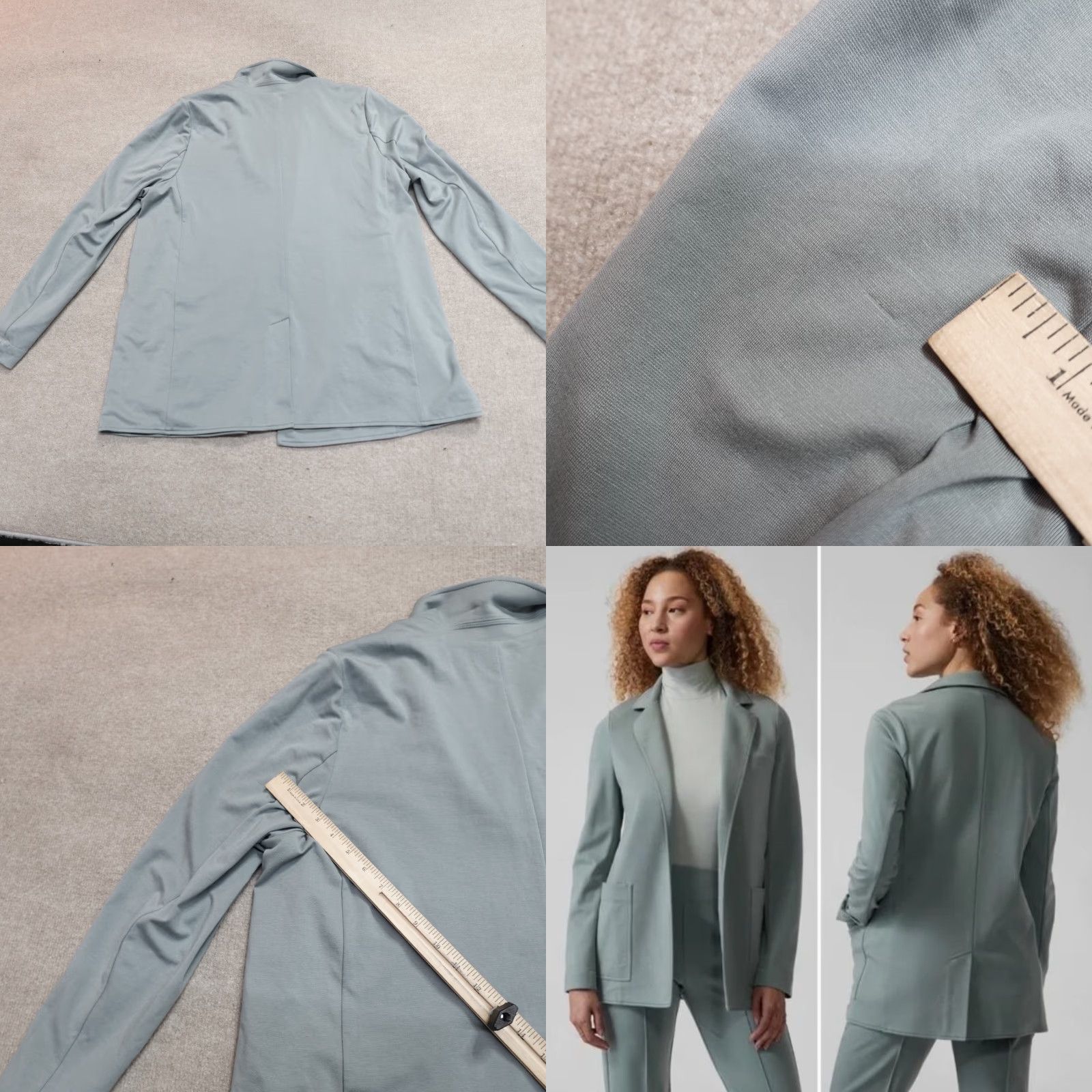 Athleta Athleta Blazer Women 16 Blue Solid Open Front Patch Pockets Tuxedo Mid-Length Size XXL / US 16-18 / IT 52-54 - 9 Thumbnail