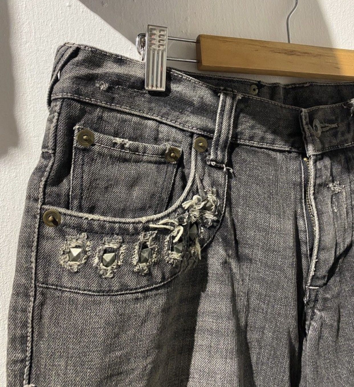 14th Addiction SICK PUNK🔥SEMANTIC STUDDED Flare distressed Size US 35 - 5 Thumbnail