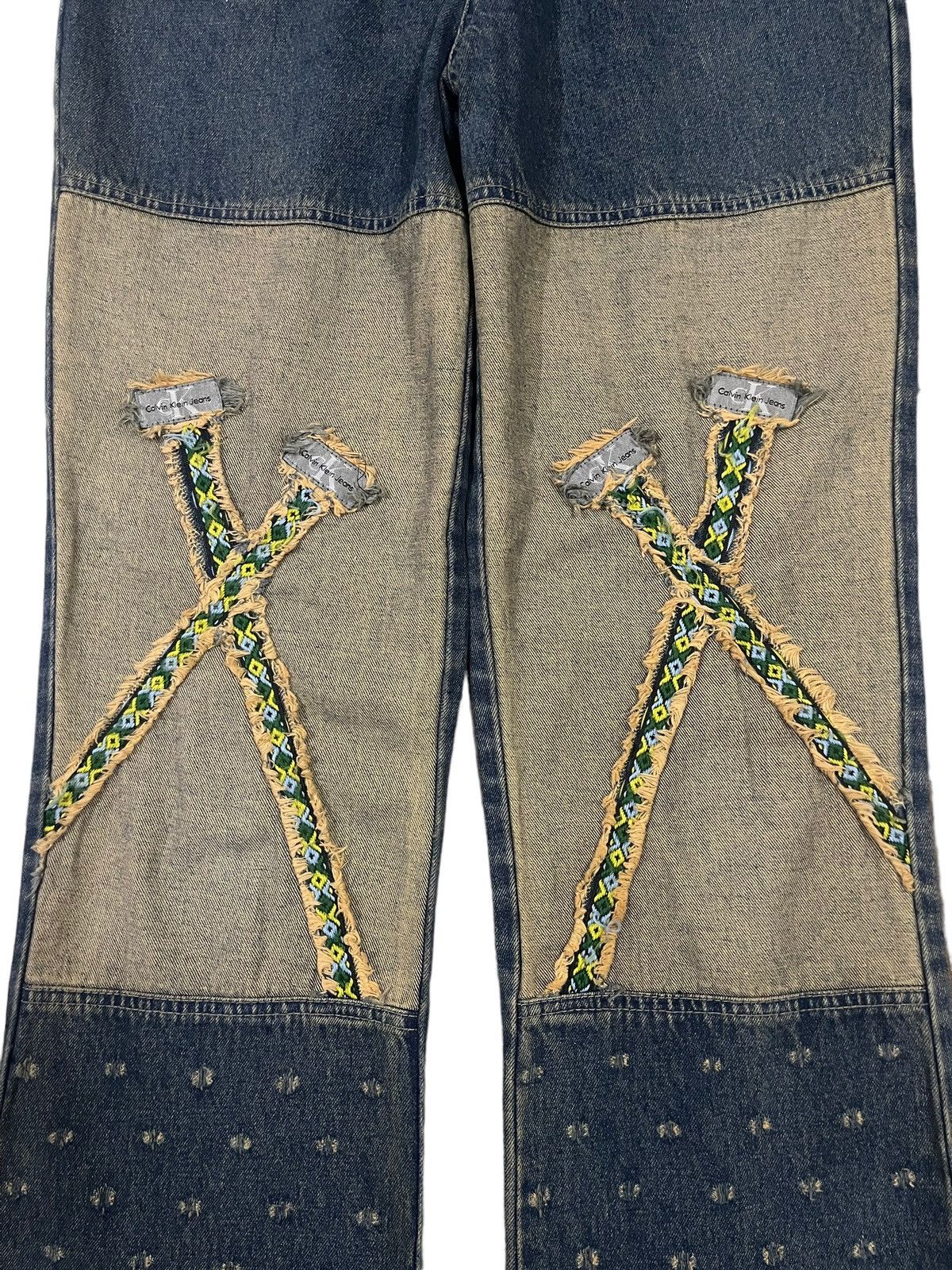 Calvin Klein Vintage CK Calvin Klein Patch Style Distress Flare Jeans Size US 28 / EU 44 - 4 Thumbnail