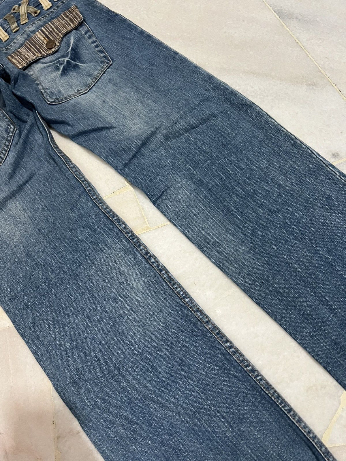 Japanese Brand DOUBLE WAIST DOMINATE HANDCRAFTED JEANS Size US 32 / EU 48 - 13 Thumbnail