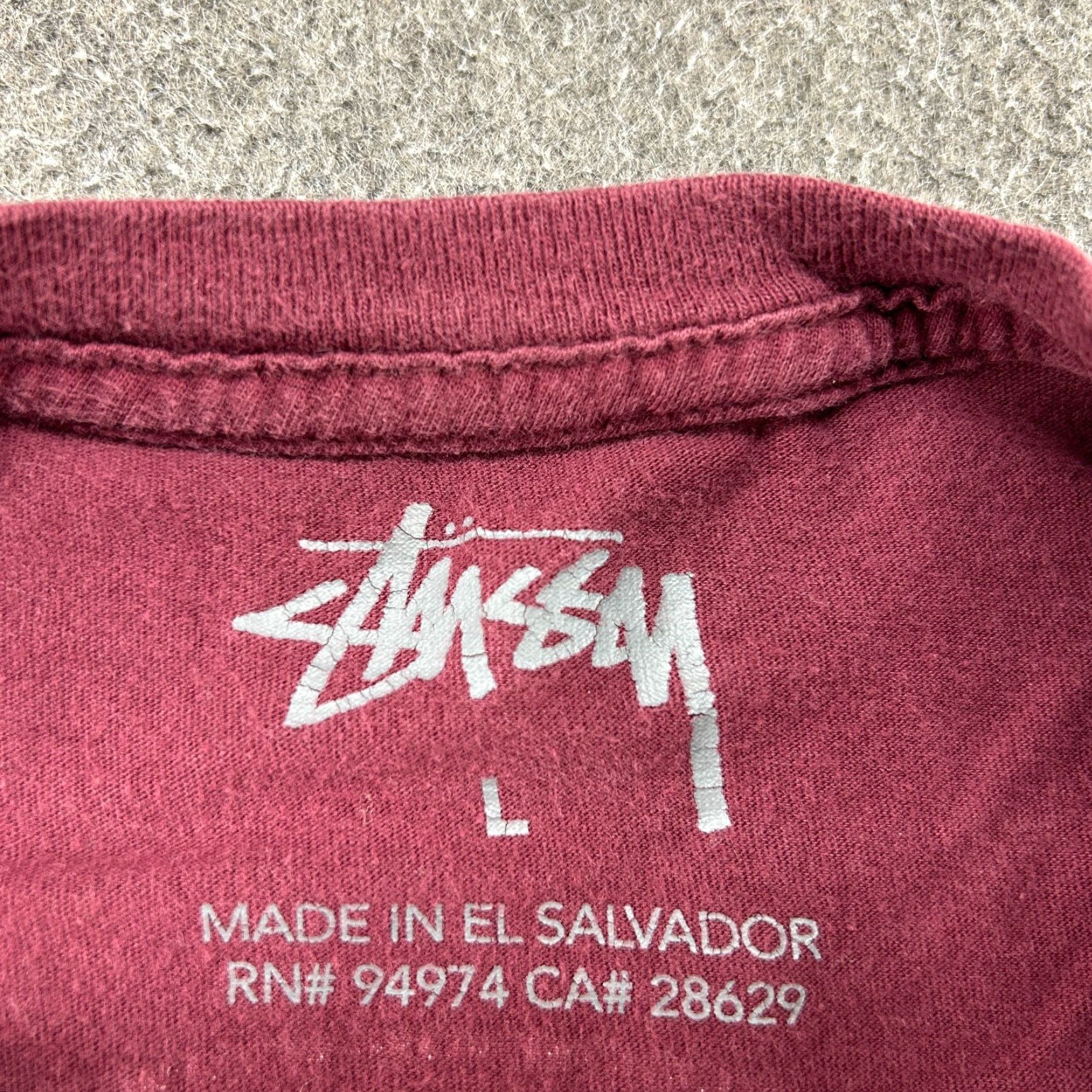 Vintage Stussy Shirt Mens L Red Crew Neck Short Sleeve Spellout Logo Skater Surf Cotton Logo 90s Hip Hop Size US L / EU 52-54 / 3 - 2 Thumbnail