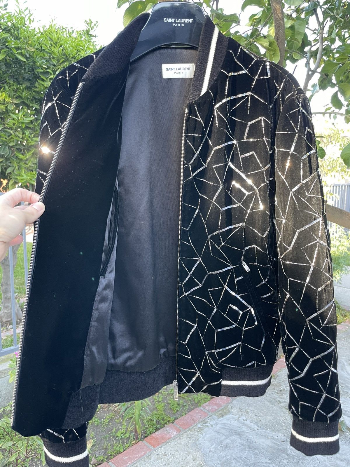 Saint Laurent Paris Saint Laurent Paris Teddy Varsity Sequin Bomber Jacket Black Size US S / EU 44-46 / 1 - 13 Thumbnail