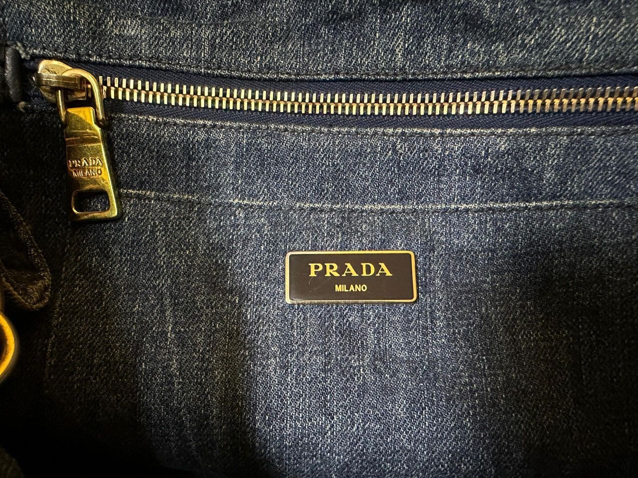 Prada Authentic Prada Canapa Denim Blu Medium Tote Bag Size ONE SIZE - 6 Thumbnail