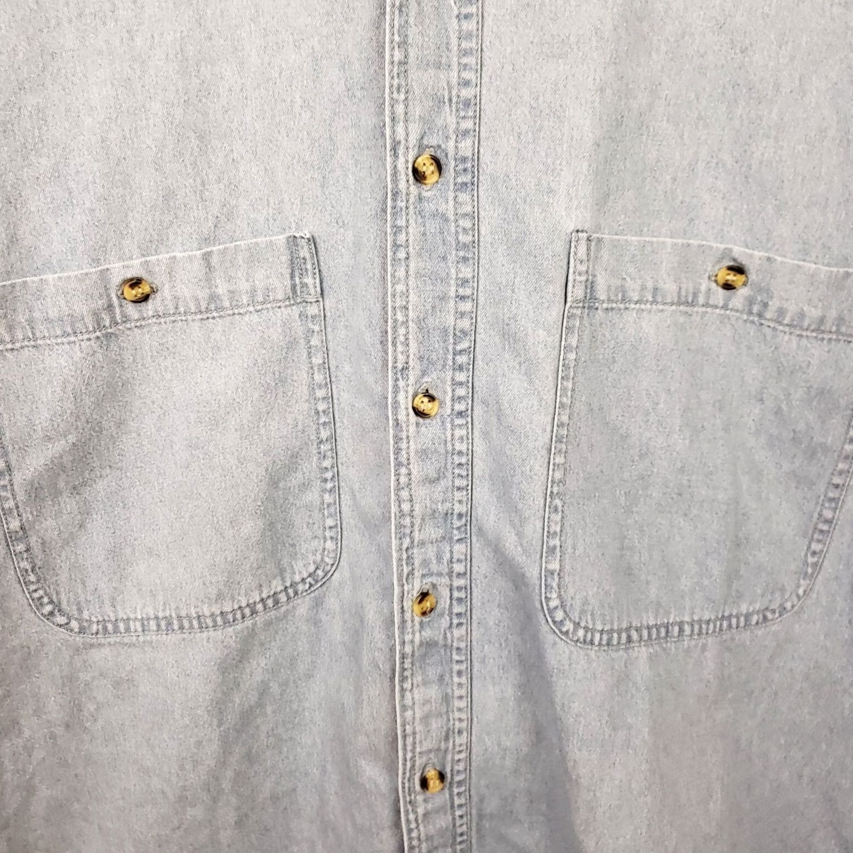 Vintage Profile for Men Denim Shirt 2XT Light Blue Long Sleeve Button-Up Pockets Casual Workwear Shirts Mens Size US XXL / EU 58 / 5 - 4 Thumbnail