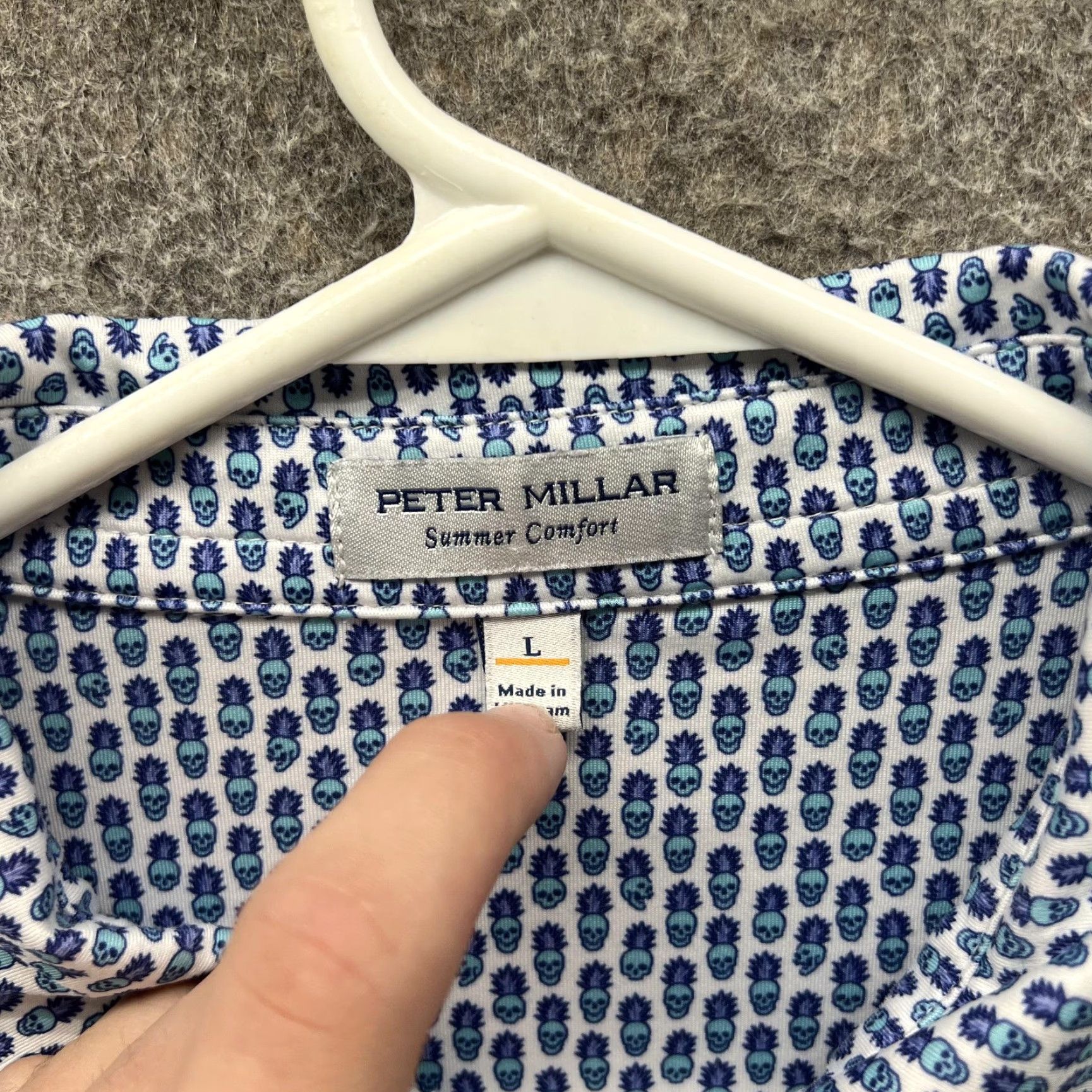 Peter Millar Peter Millar Polo Shirt Mens L Blue Summer Comfort Pineapple Print Golf Size US L / EU 52-54 / 3 - 6 Thumbnail