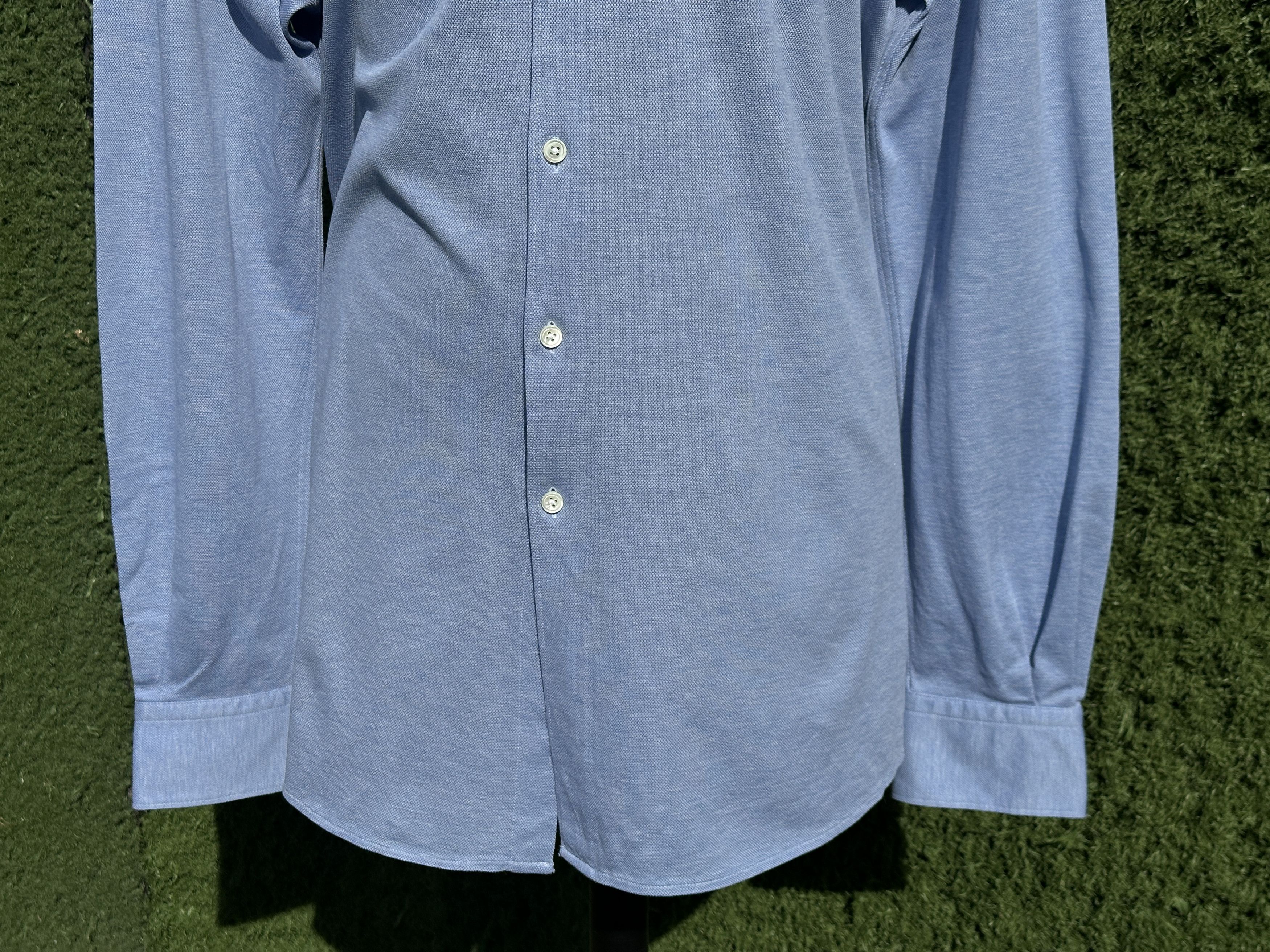Ermenegildo Zegna Zegna Cotton Oxford Knit Button Shirt Regular Fit Size XL Size US XL / EU 56 / 4 - 7 Thumbnail