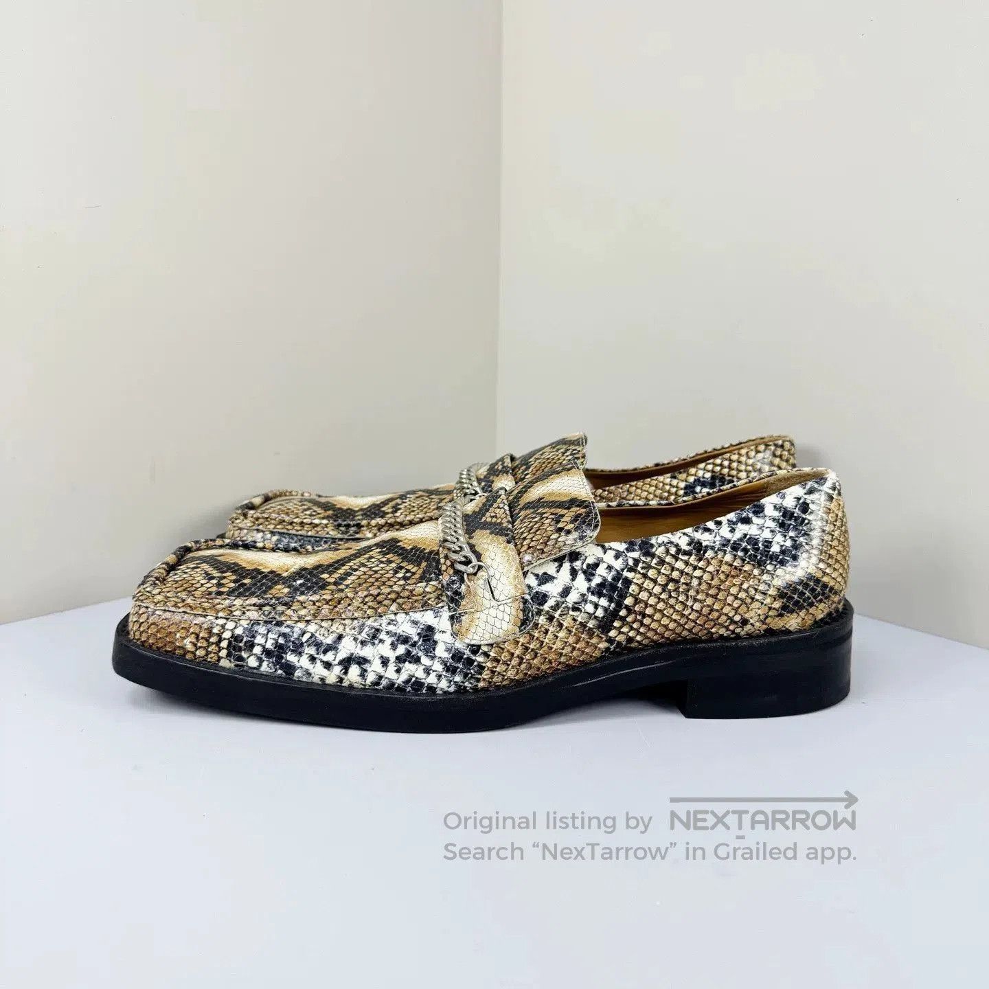 Martine Rose Martine Rose Snake Print Chain Square Toe Loafers. Size US 6 / IT 36 - 2 Thumbnail