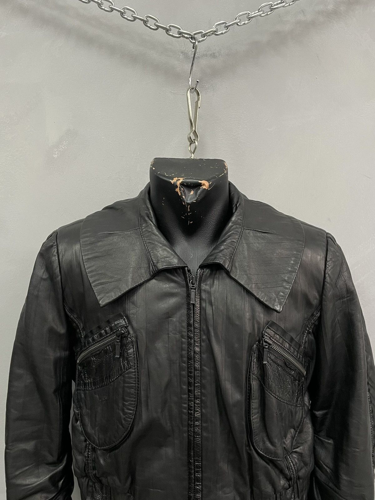 14th Addiction cropped with pockets Jacket Gothic leather Biker Avantgarde Size US S / EU 44-46 / 1 - 2 Thumbnail