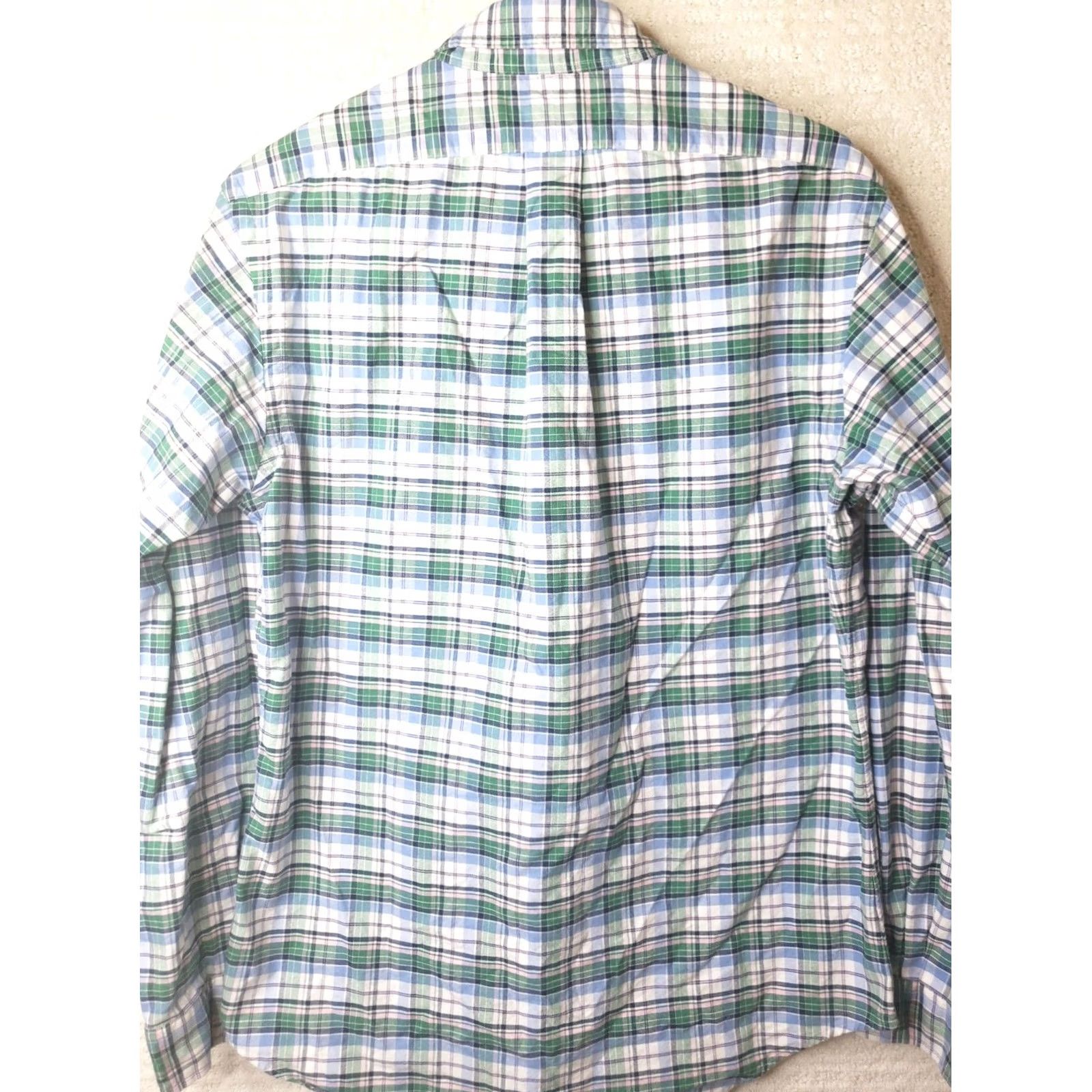 Polo Ralph Lauren Polo Ralph Lauren Men's L/S Dress Shirt Size Medium Classic Fit Plaid Green Pink Shark? Size 40R - 6 Thumbnail