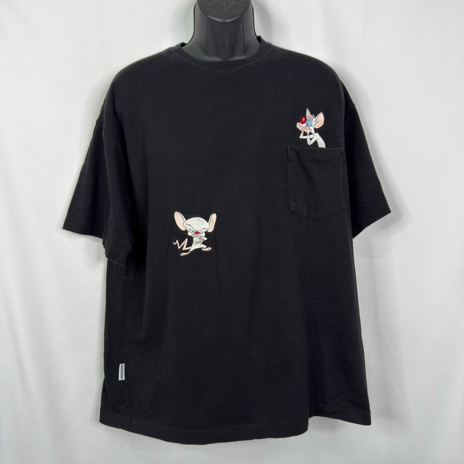 Warner Bros VTG 1995 Animaniacs Pinky and the Brain Embroidered Tee Size US XL / EU 56 / 4 - 9 Thumbnail