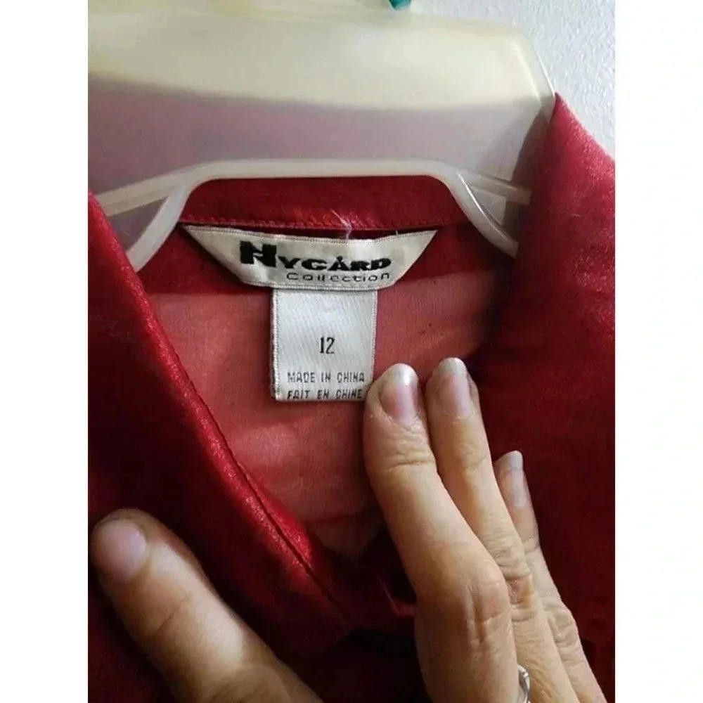 Designer Nycard Collection Red Sheer Blouse - Stylish Design Size XL / US 12-14 / IT 48-50 - 3 Thumbnail