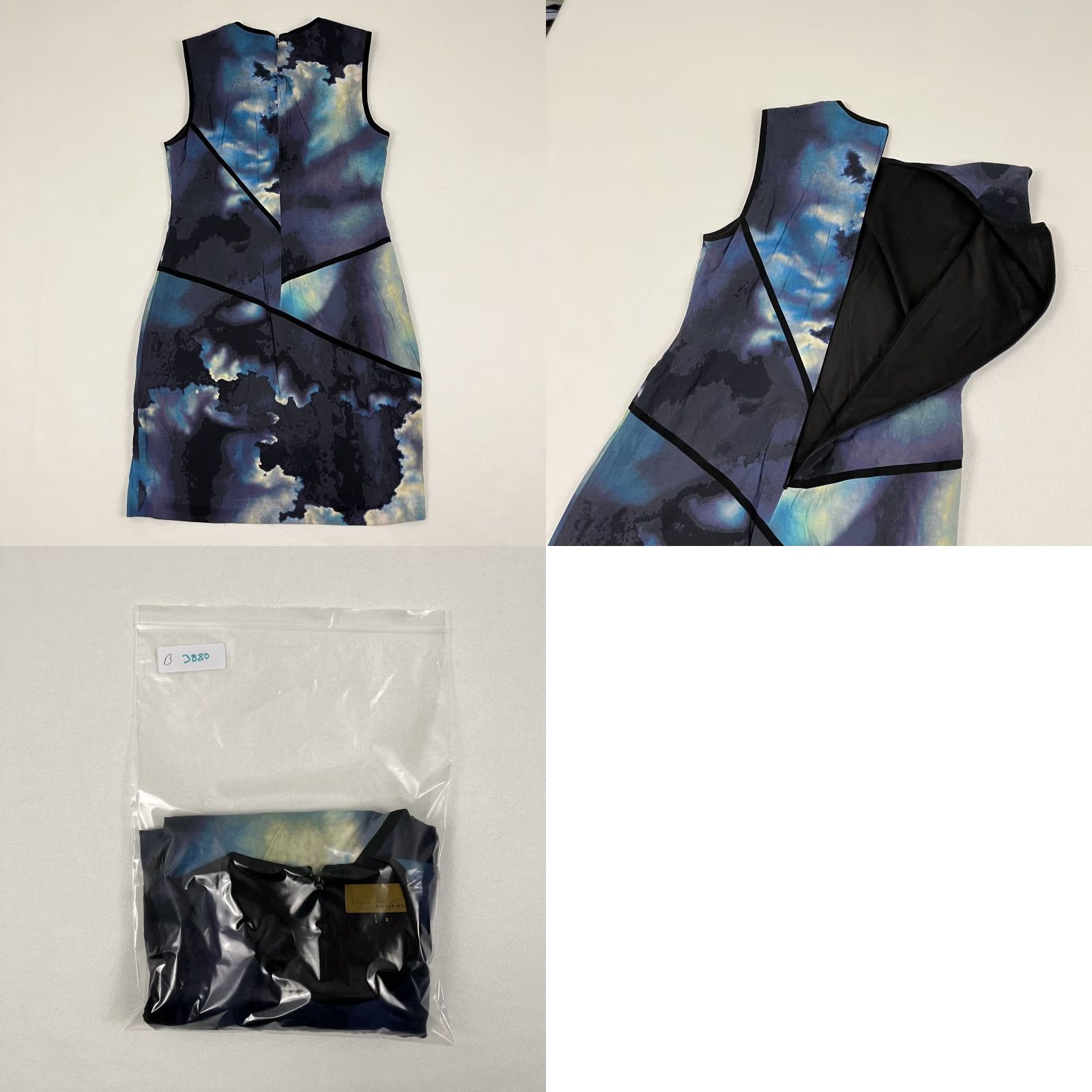 Nicole Miller Nicole Miller Dress Womens Mini Size 8 Multicolor Watercolor Silk Viscose Zip Zipper Geometric Pattern Sleeveless Crew Neck Short Dress Size M / US 6-8 / IT 42-44 - 8 Thumbnail
