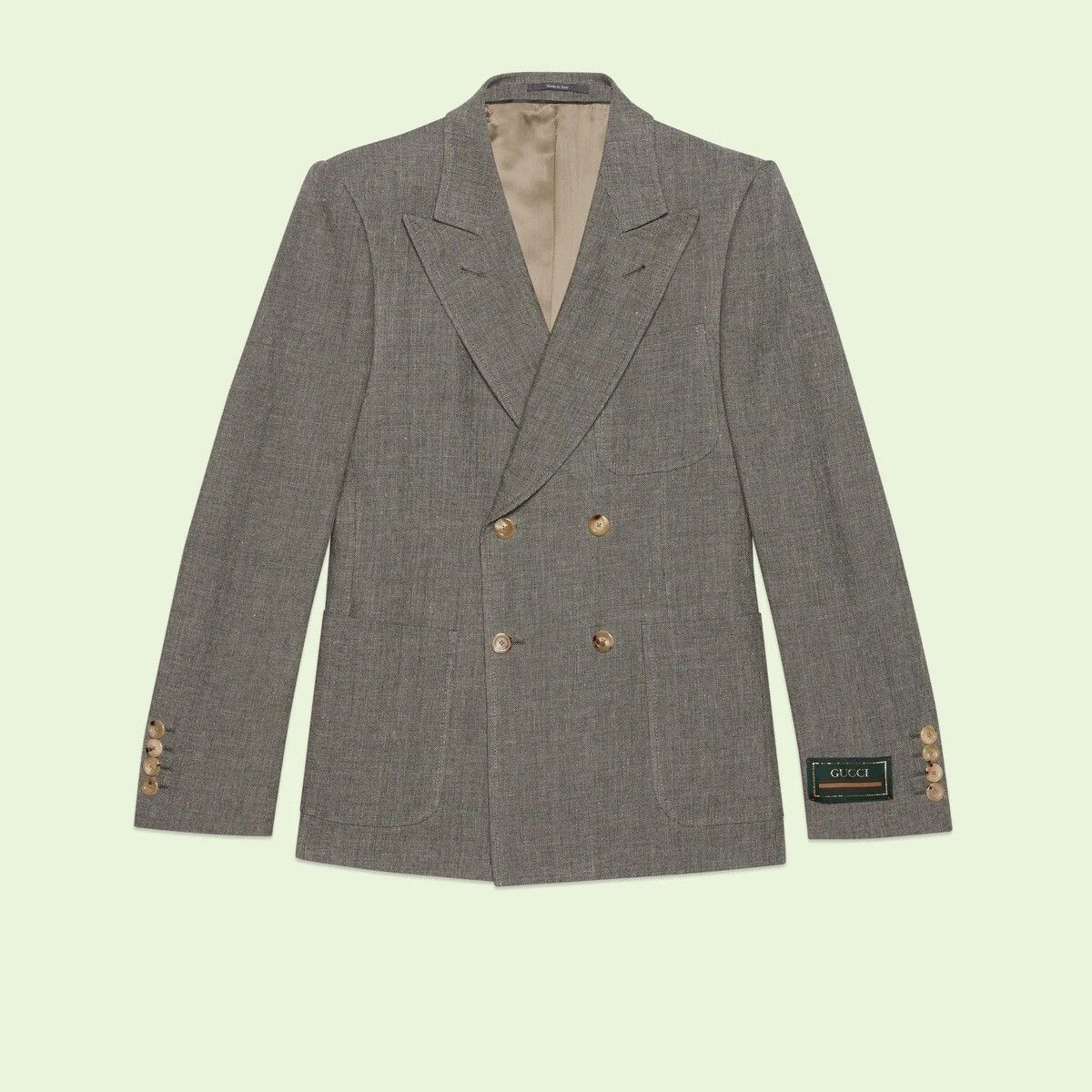 Gucci o1s1wg110225 Wool linen Double Breasted Jacket in Grey Size US M / EU 48-50 / 2 - 1 Thumbnail