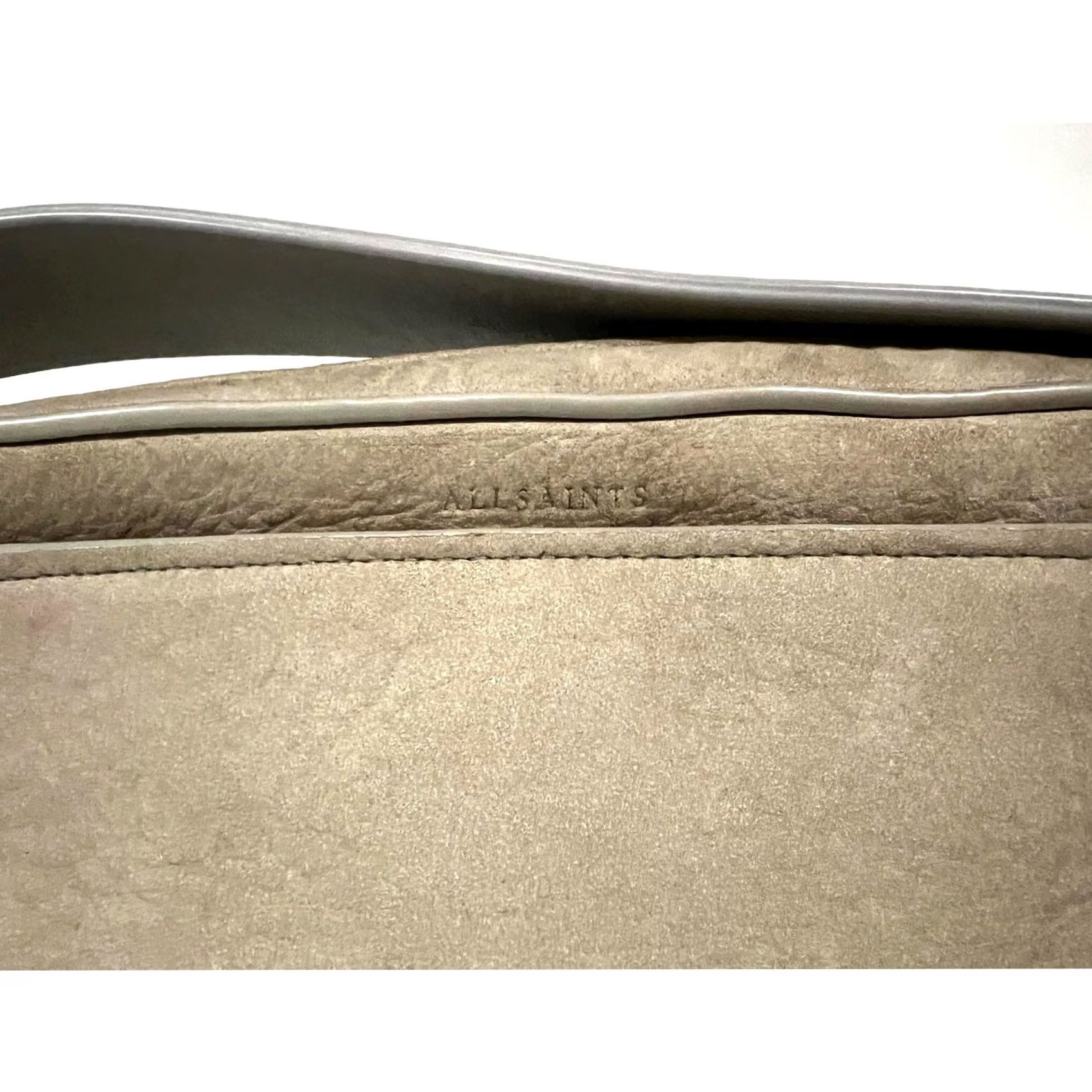 Allsaints All Saints Cooper Crossbody Bag Leather Taupe Gray Stitching Camera Purse Women XS? Size ONE SIZE - 4 Thumbnail