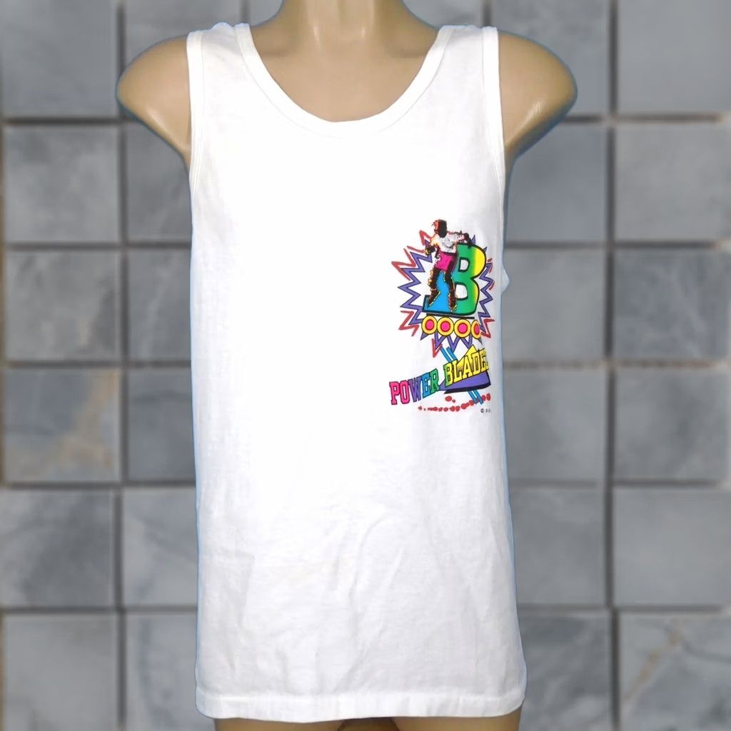 Vintage VINTAGE POWER BLADE SURF GEAR TANK TOP T-Shirt MEDIUM 80s 90s Men White Shirt Mens Size US M / EU 48-50 / 2 - 1 Thumbnail
