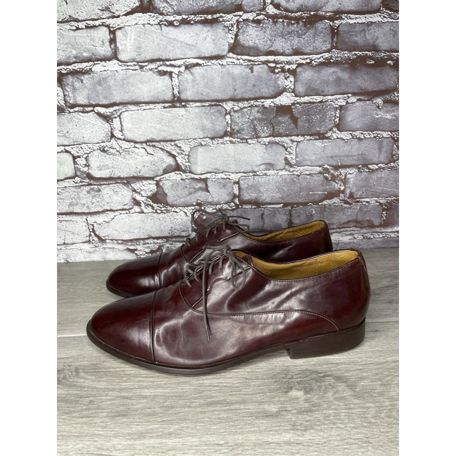 HARAGO Paragon Brown Leather Cap Toe Handmade Oxfords Lace Up Shoes Size US 11 / EU 44 - 1 Thumbnail