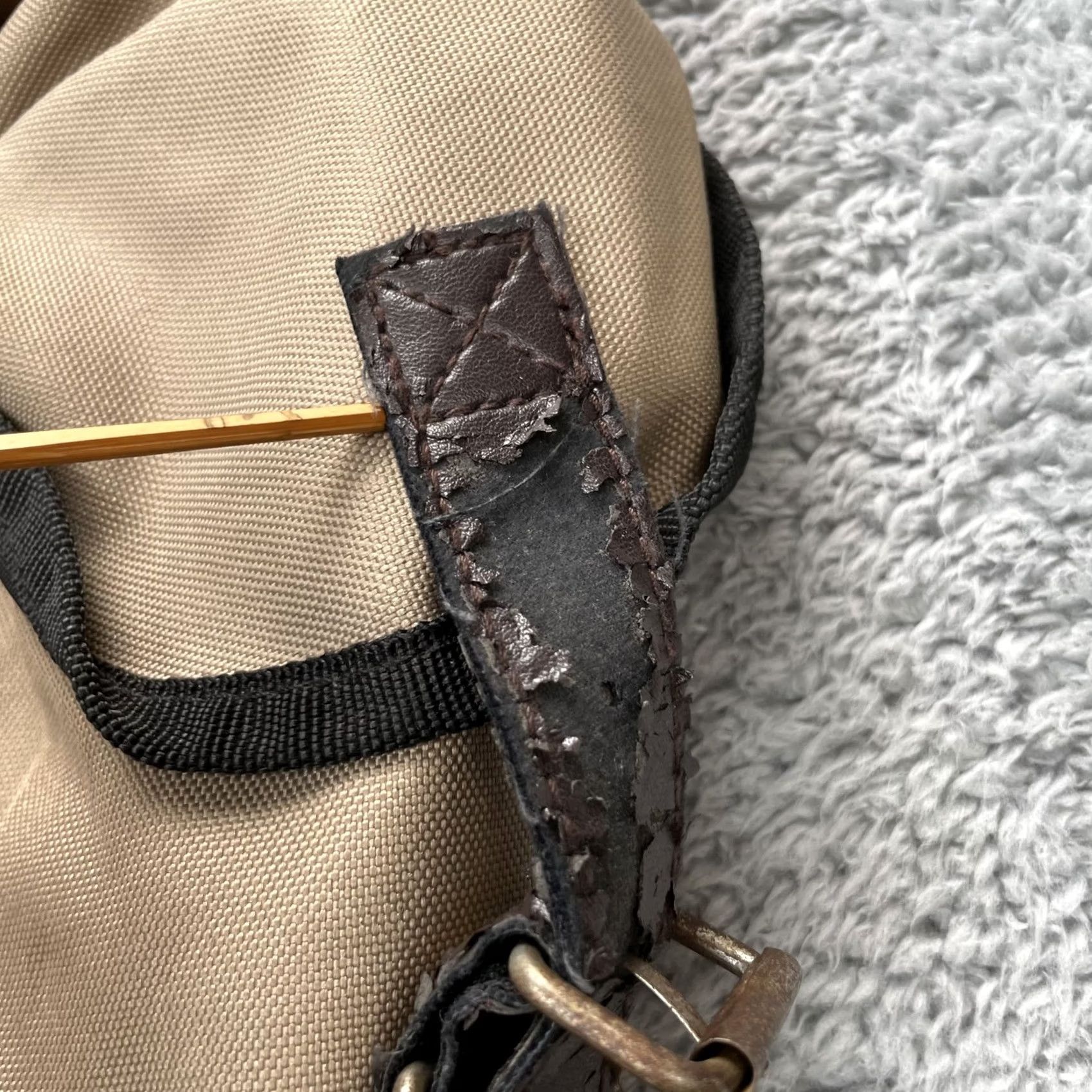 Vintage Sierra Club Backpack Large Canvas Faux Leather Hiking Outdoor Travel Bag Camping Mens Beige 16x15x5 Adjustable Padded Outer Pockets Size ONE SIZE - 2 Thumbnail