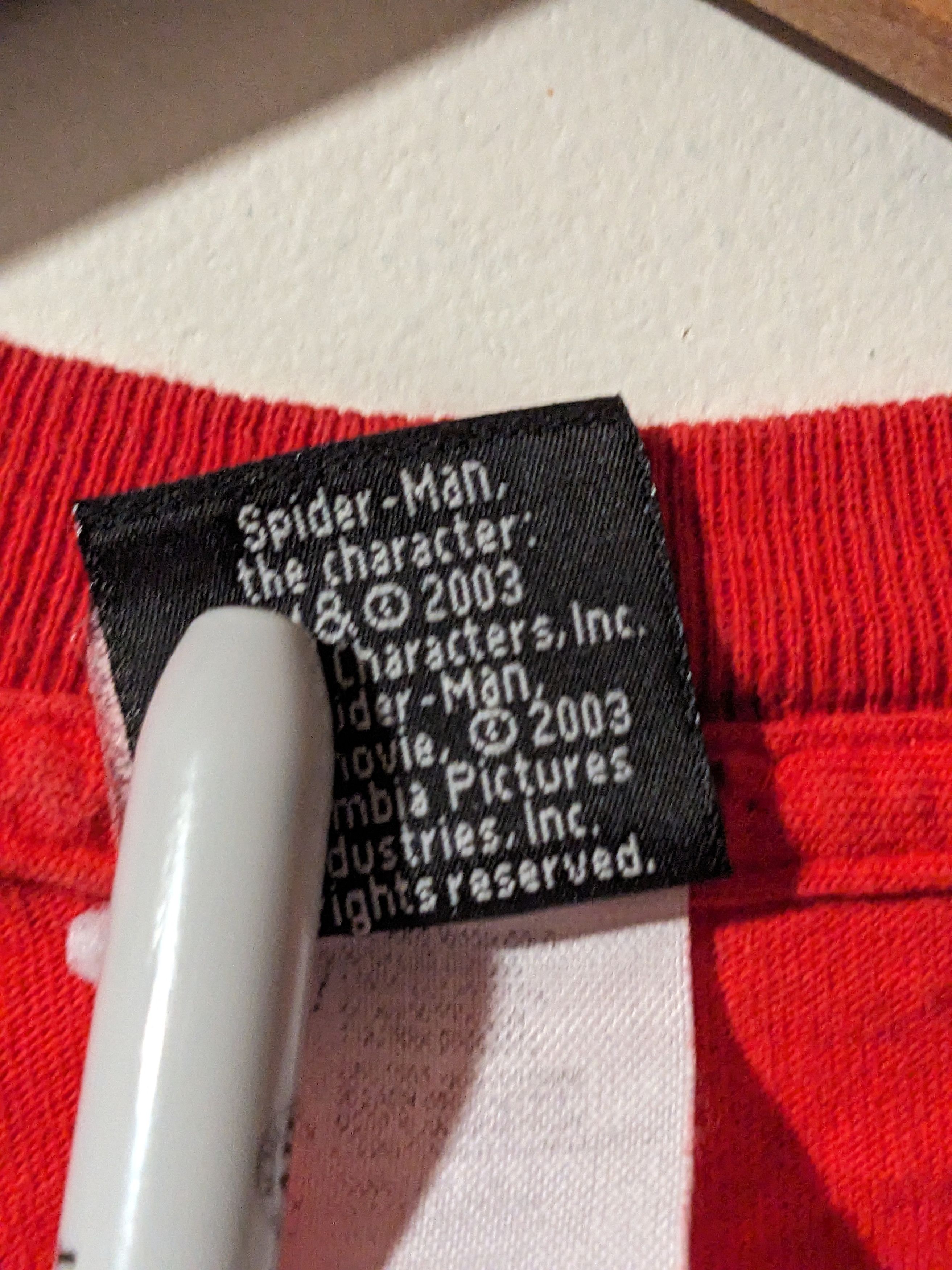 Marvel Comics × Vintage Vintage 2003 Spider Man Marvel Comics Caution Large T-Shirt Size US L / EU 52-54 / 3 - 4 Thumbnail