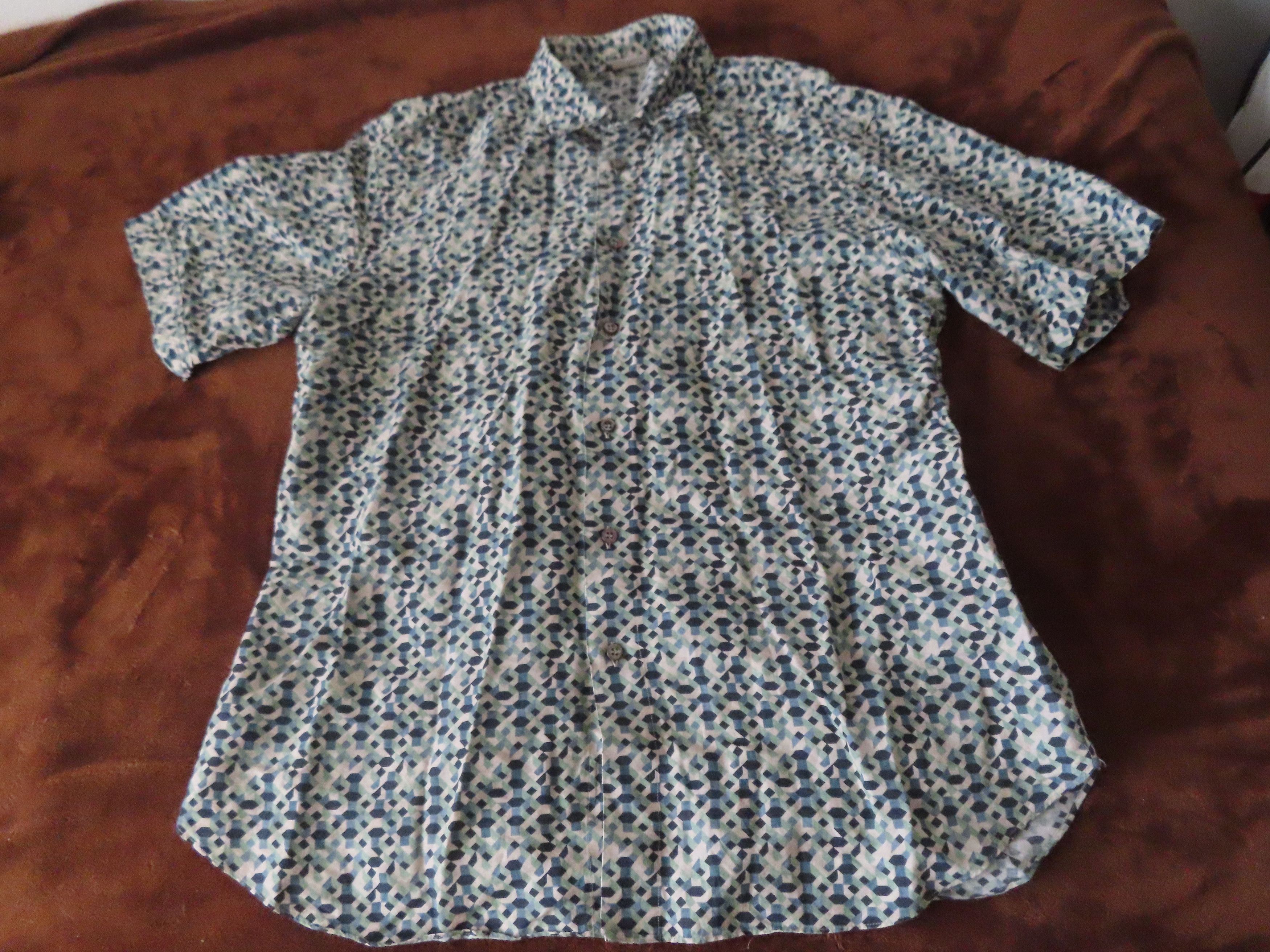 image of Brioni Linen Cotton Short Sleeve Argyle Multcolor Print, Men's (Size XL)