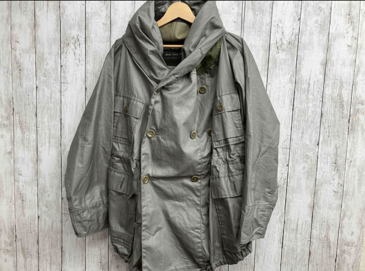 image of Kapital Army Military Coated Cotton Katsuragi Ring Coat in Olive, Men's (Size Small)