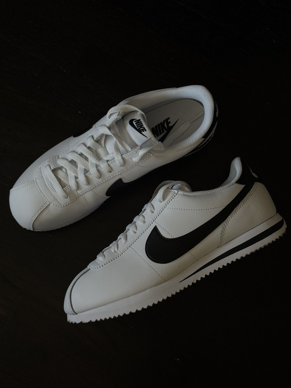 Nike Cortez Leather White Black Shoes, Men's (Size 8)