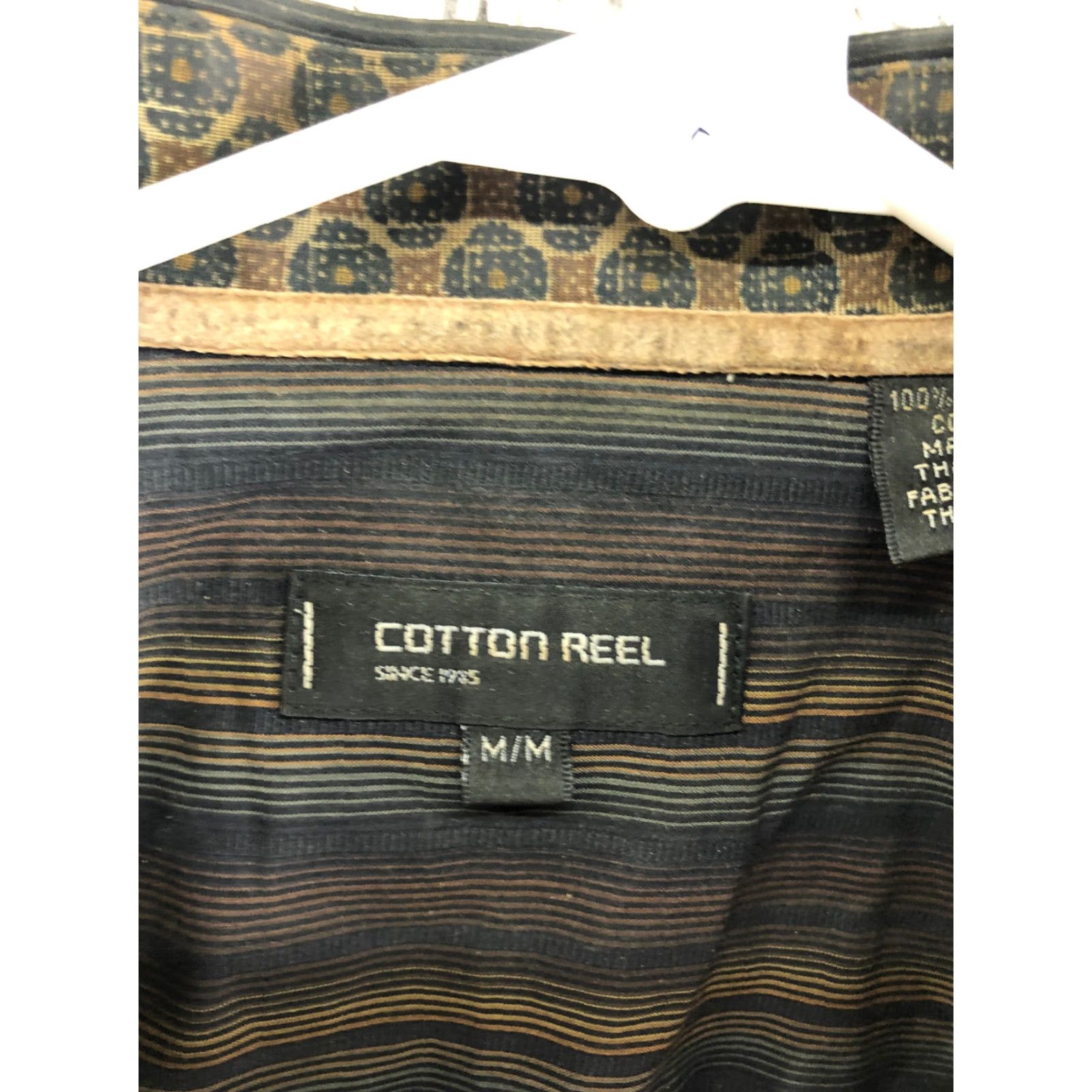 Vintage Cotton Reel Shirt Mens M Brown Stripe Long Sleeve Point Collar Button-Up Size US M / EU 48-50 / 2 - 6 Thumbnail