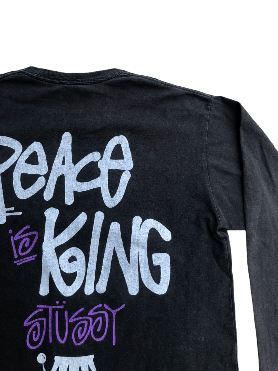 Stussy Vintage Y2K Stussy Peace Is King Long Sleeve Tee Sunfaded Size US XL / EU 56 / 4 - 14 Thumbnail