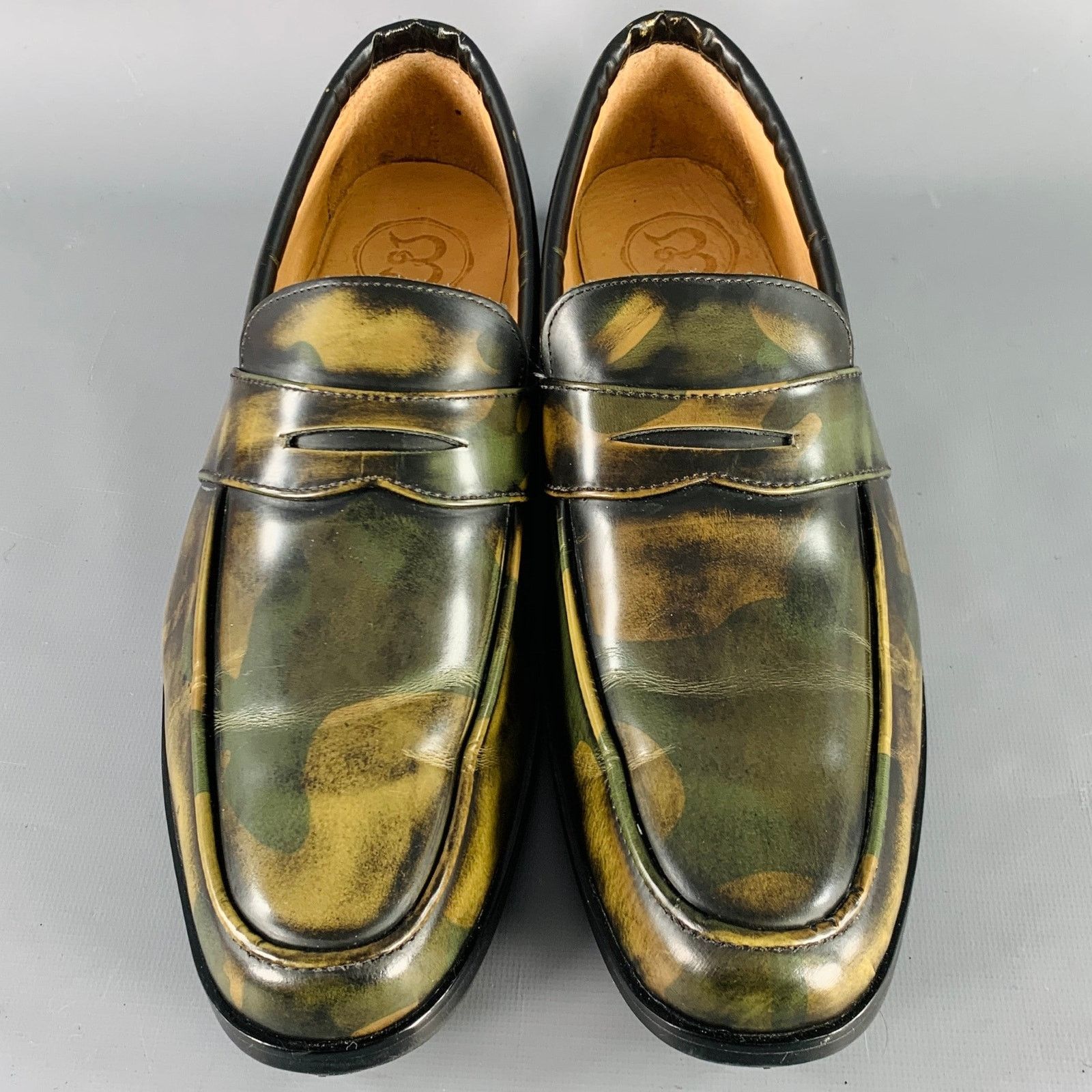 Other BAJOLUGO Size 10.5 Green Brown Camo Penny Loafers Size US 10.5 / EU 43-44 - 4 Thumbnail