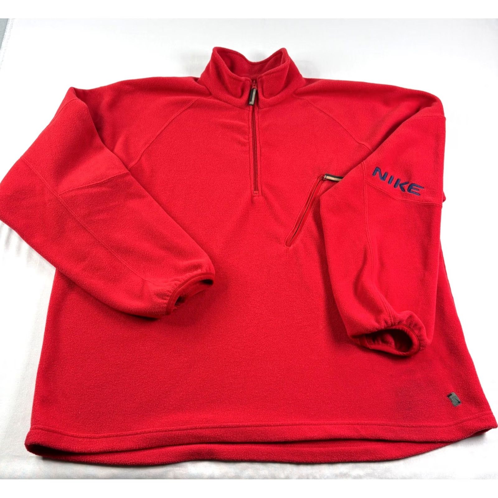 Nike VINTAGE Nike Sweatshirt Mens XL Red Fleece 1/4 Zip Pullover Spell Out Y2K Size US XL / EU 56 / 4 - 2 Thumbnail