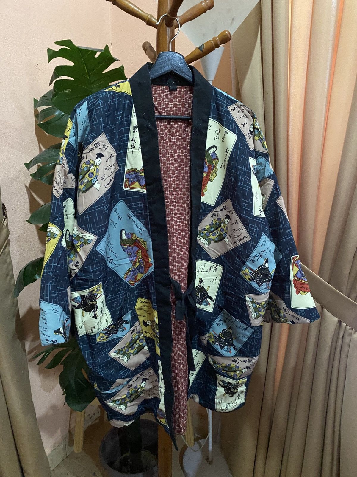 Japanese Brand VINTAGE HANTEN SAMURAI PRINT KIMONO CLASSIC DESIGN Size US M / EU 48-50 / 2 - 4 Thumbnail