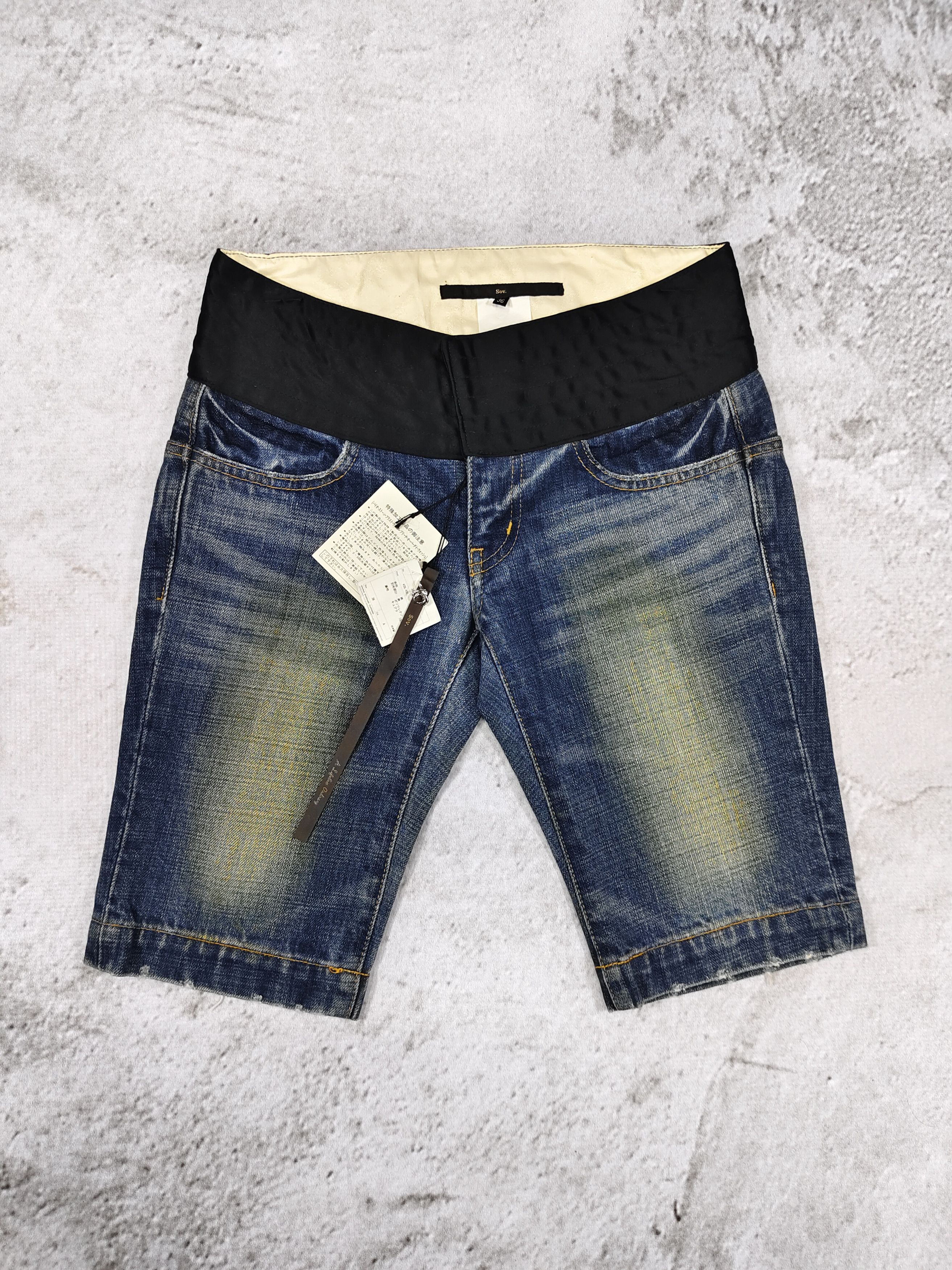 If Six Was Nine Sov. Tokyo- Heavy Distressed Mud Wash Panel Denim Short Size 28" / US 6 / IT 42 - 1 Thumbnail