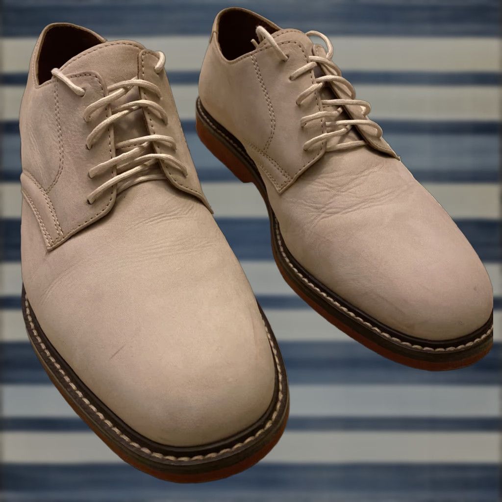 H.s. Trask Colter Creek Comfort Oxford Shoes MenS Ivory Nubuck Leather Size 8.5M Red Soles Casual in Tan