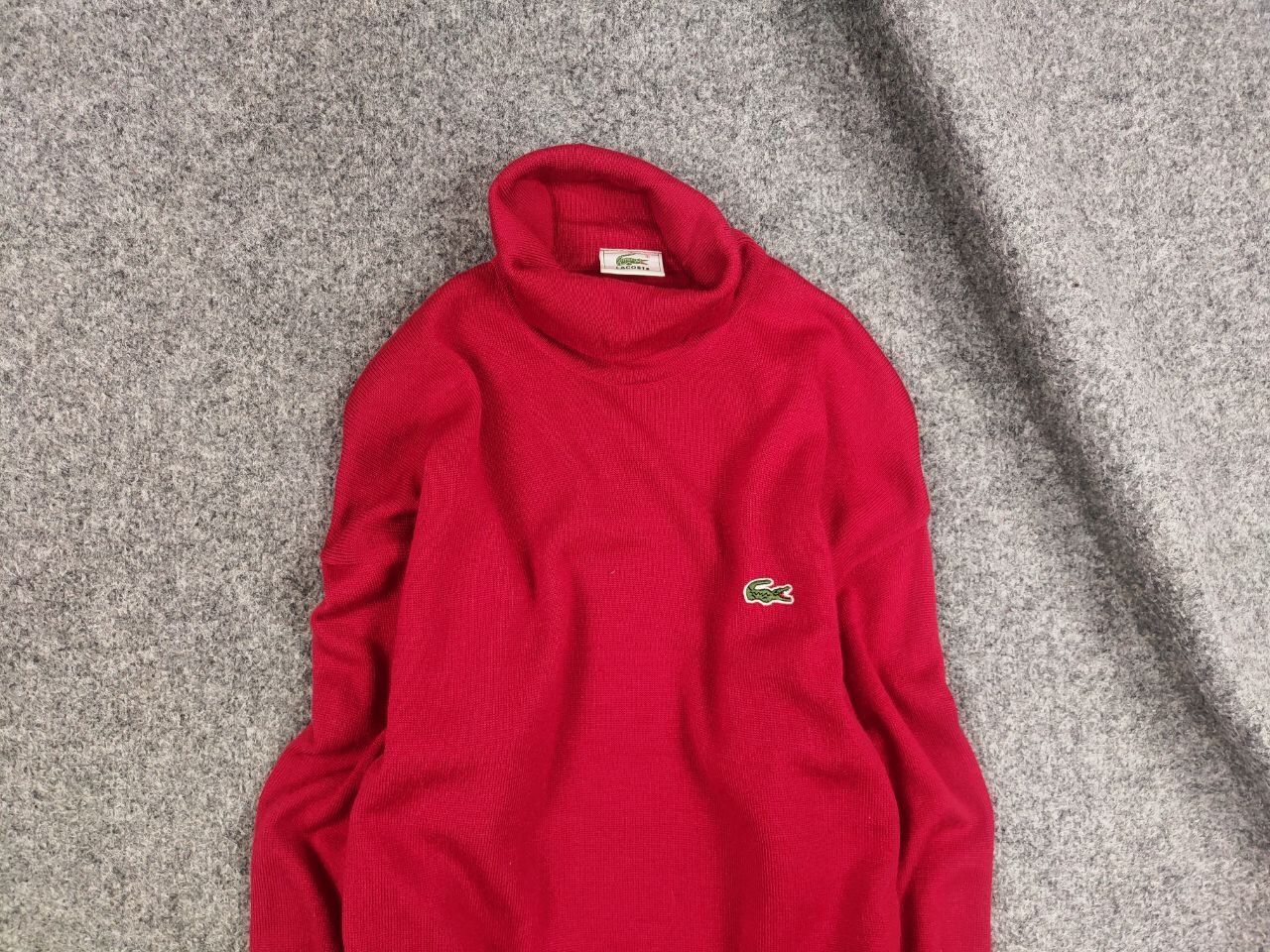 Lacoste Vintage 90's Lacoste Logo Red Wool Turtleneck Sweater Size US XL / EU 56 / 4 - 3 Thumbnail