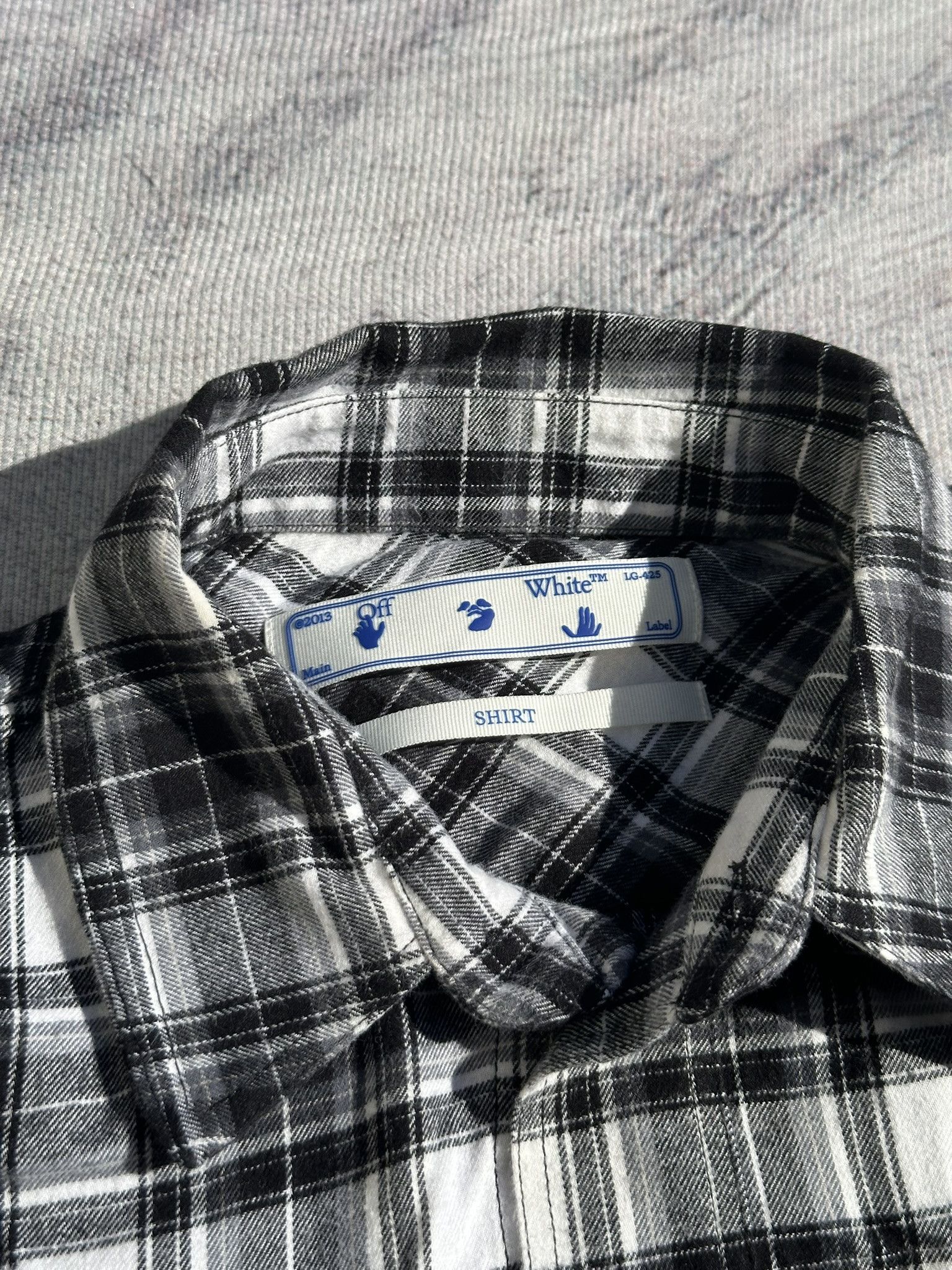 Off-White Off-White Flan Shirt Check Plaid Back Arrow Logo Black White Size US XS / EU 42 / 0 - 7 Thumbnail