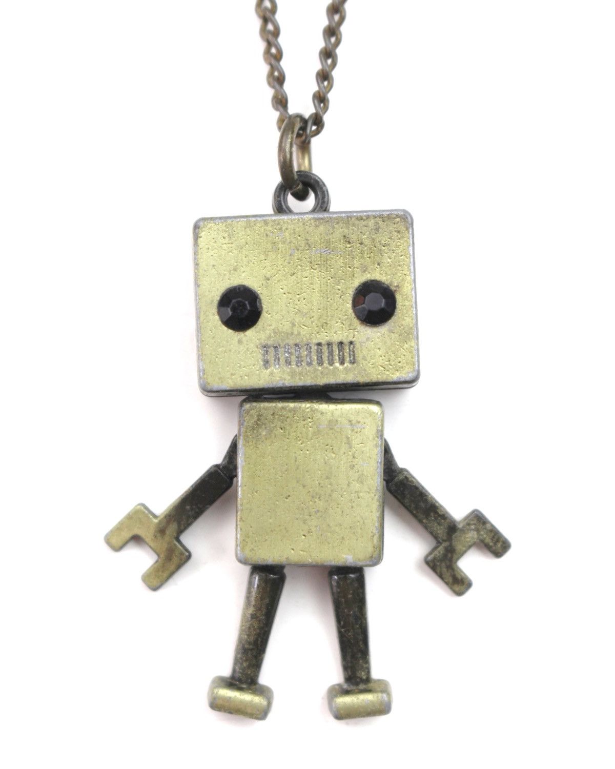 Vintage 2000S JAPANESE MADE ANTIQUE BRASS ROBOT PENDANT NECKLACE Size ONE SIZE - 1 Thumbnail