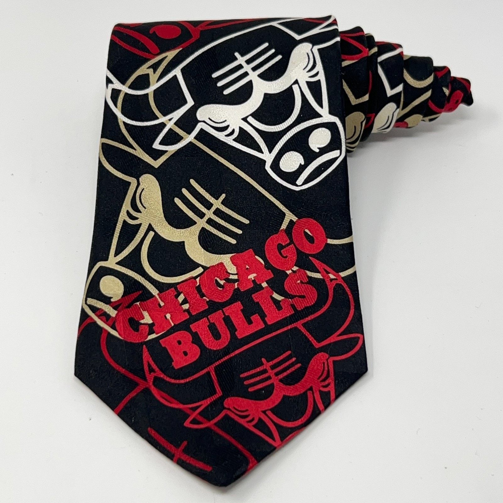 Ralph Marlin Vintage 90s Chicago Bulls RM Sport Tie Necktie NBA Black Size ONE SIZE - 1 Thumbnail