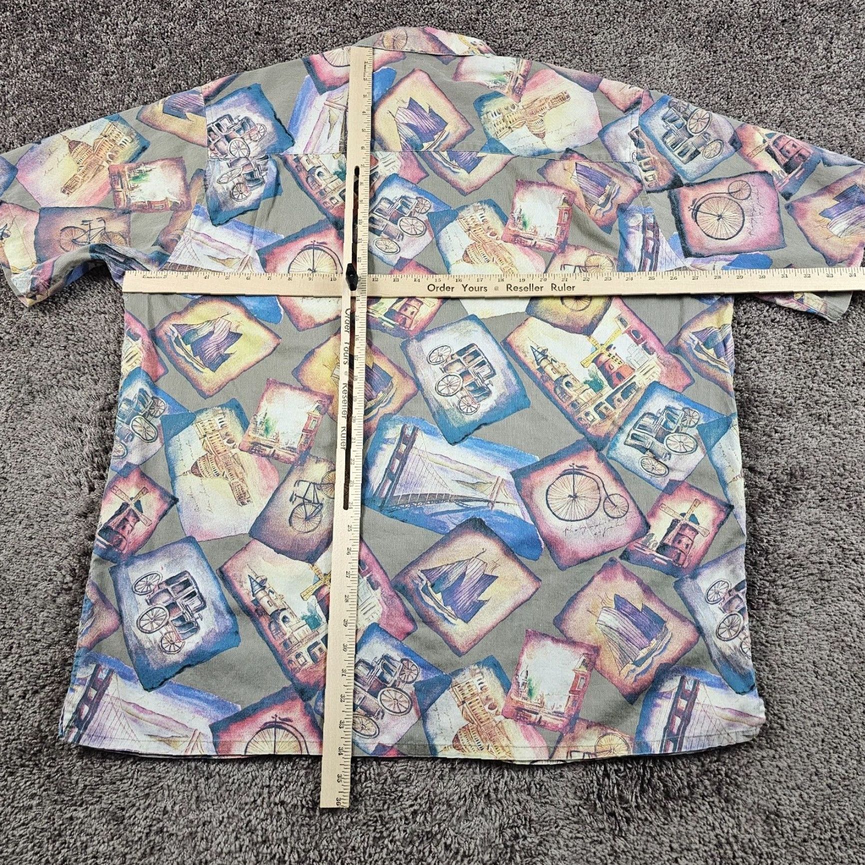 Roundtree & Yorke Roundtree & Yorke Button-Up Shirt Mens 2XL XXL Blue Short Sleeve Geometric Cars Regular Fit Size US XXL / EU 58 / 5 - 5 Thumbnail