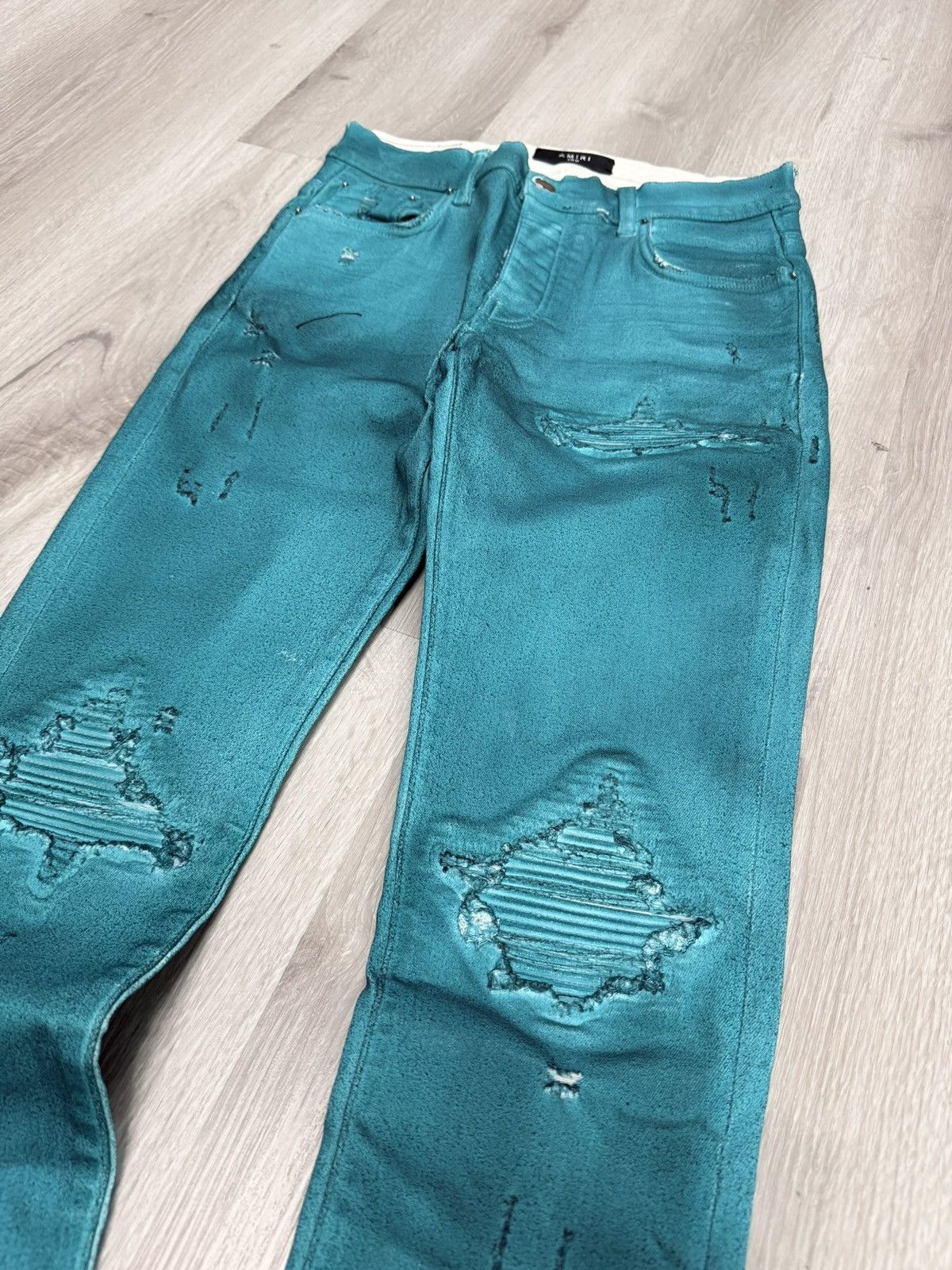 Amiri Amiri Teal MX1 Size US 29 - 2 Thumbnail