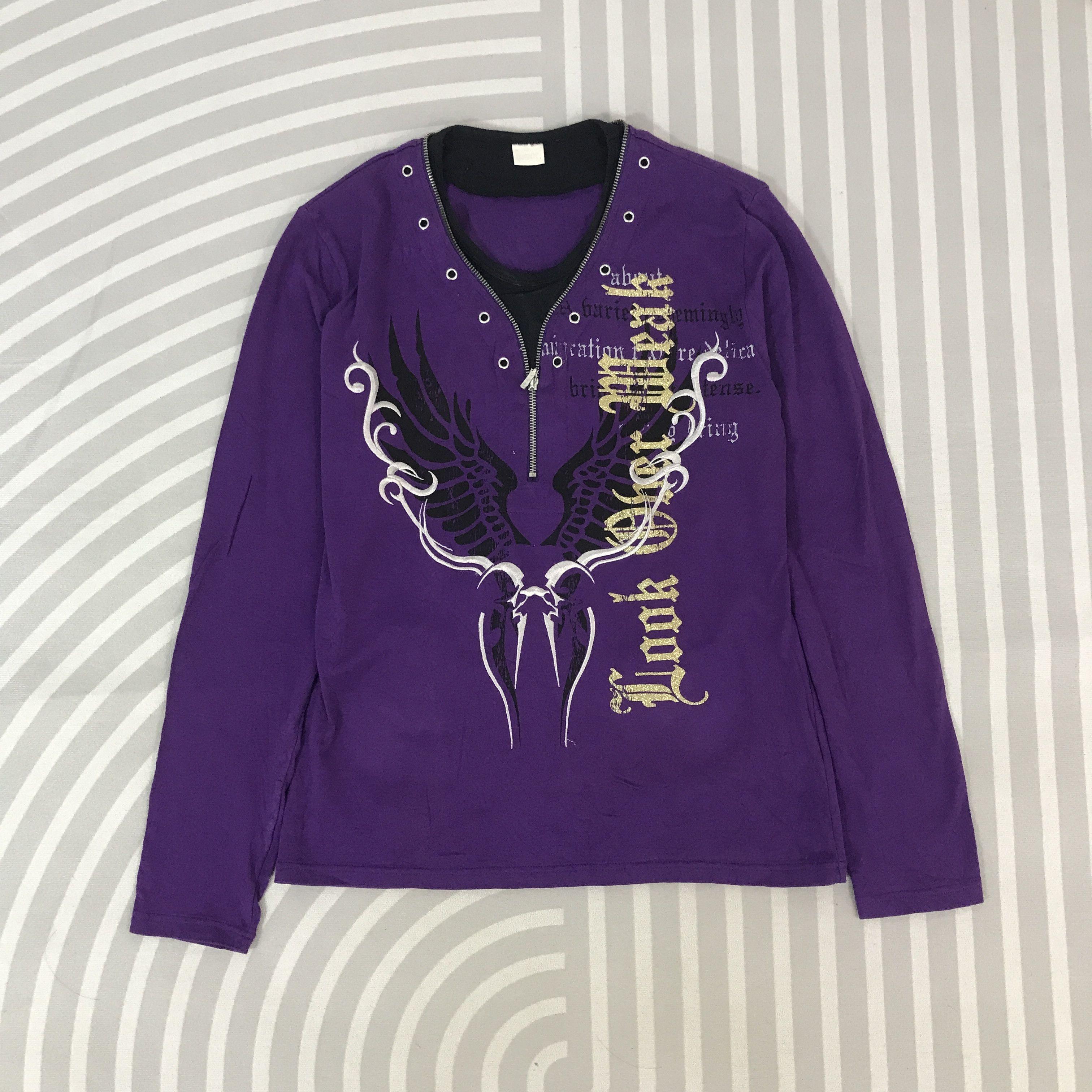 Japanese Brand Look Ober Meak zipper collar design long sleeve T-Shirt Size US L / EU 52-54 / 3 - 1 Thumbnail