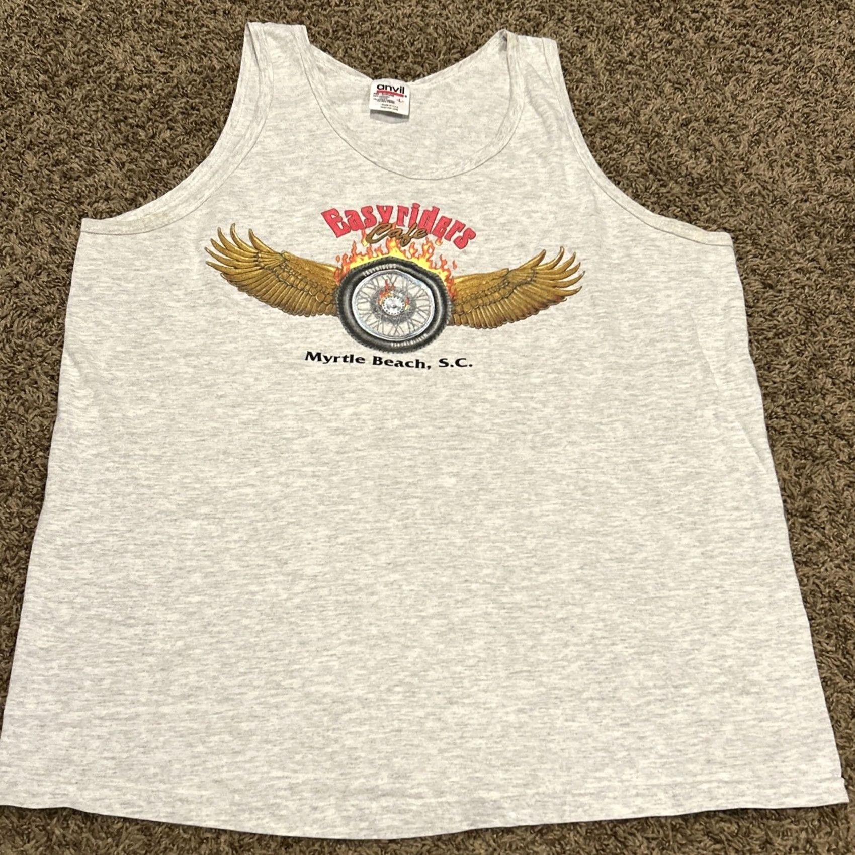 Anvil Easyriders Cafe Gray Tank Top Motorcycle Men's L Sleeveless T Shirt B30 Size US L / EU 52-54 / 3 - 2 Thumbnail