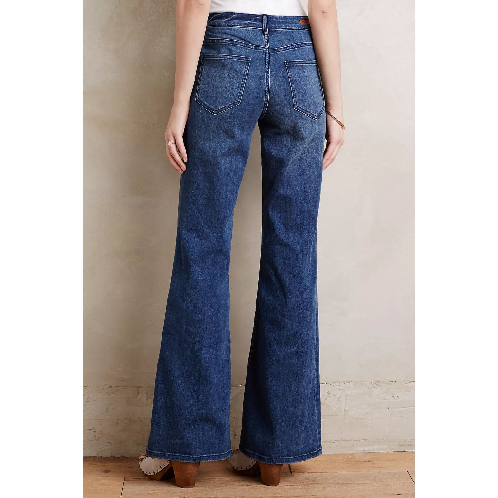Anthropologie Pilcro Stet Braided Leather Flare Retro Boho Jeans Size 25 Size 25" / US 0 / IT 36 - 2 Thumbnail