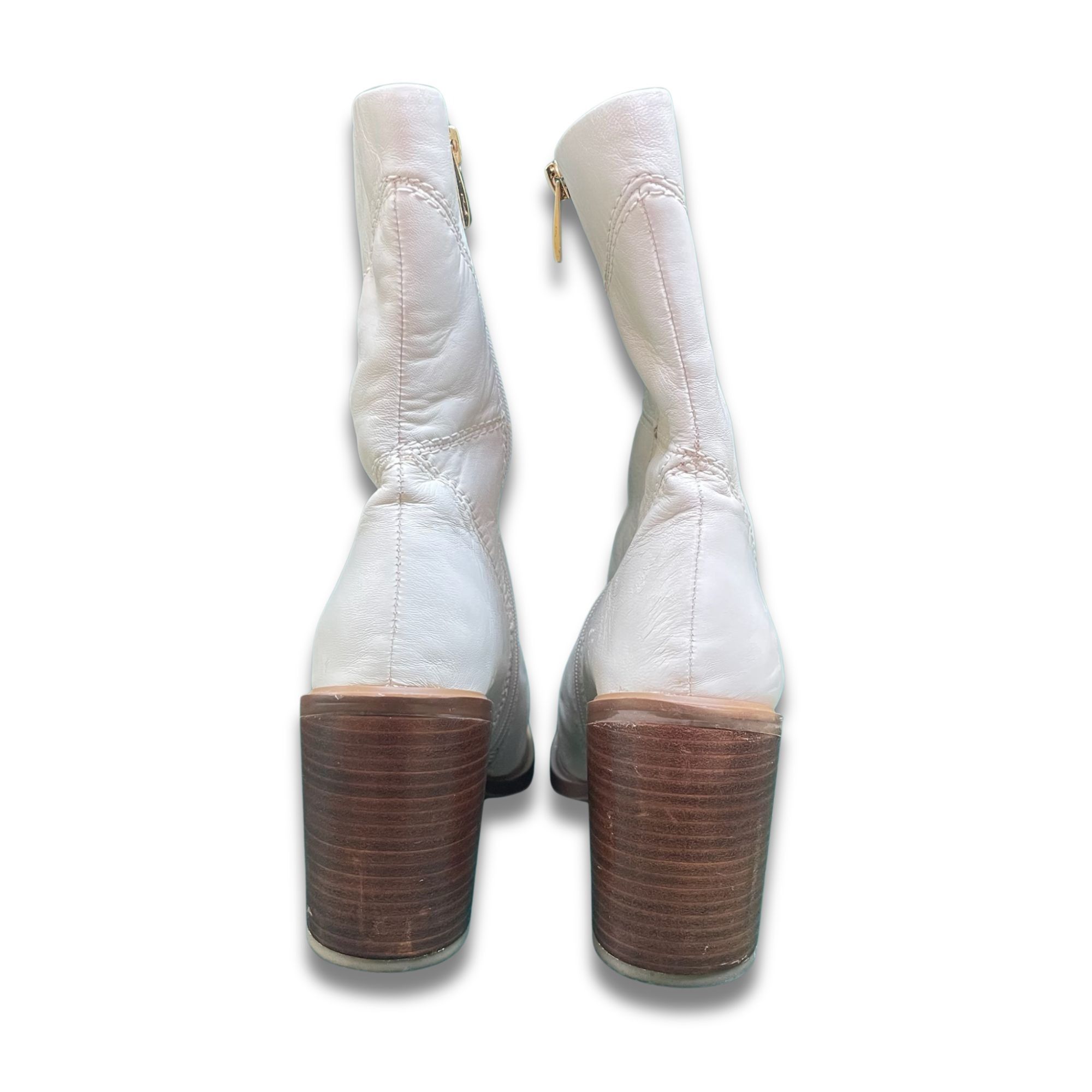 Franco Sarto Franco Sarto White Leather Ankle Boots Size 6.5 Block Heel C Size US 6.5 / IT 36.5 - 4 Thumbnail