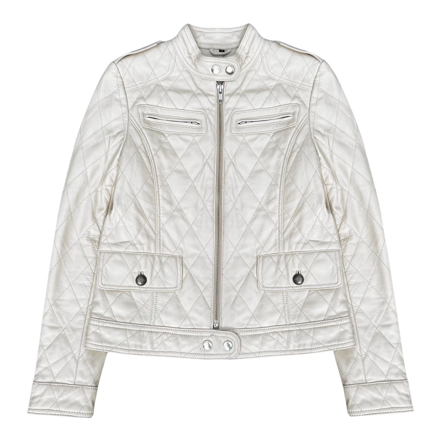 Balmain Balmain White Leather Quilted Jacket Size US S / EU 44-46 / 1 - 1 Thumbnail