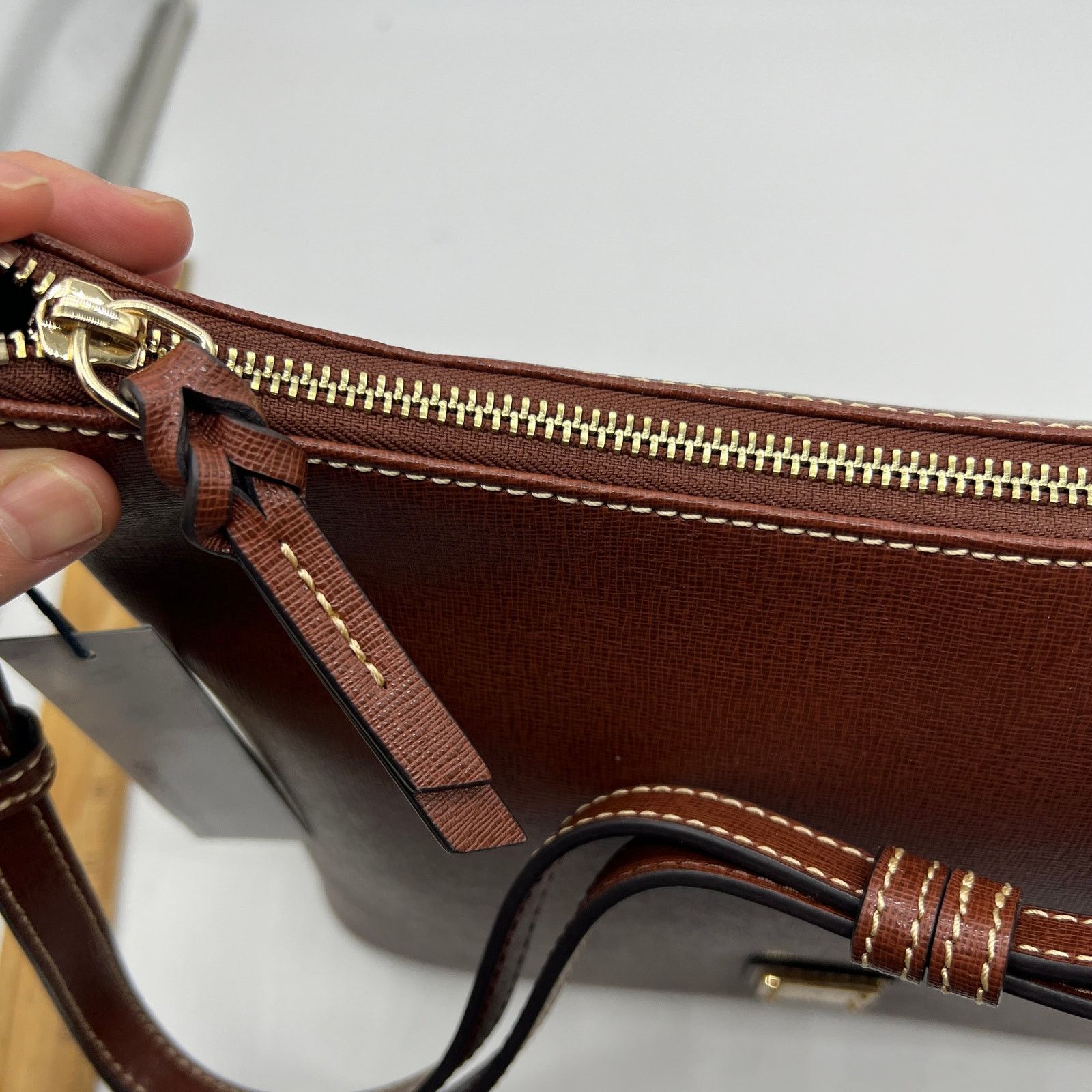 Dooney & Bourke Dooney & Bourke Saffiano Leather Hobo Handbags Amber Brown Size ONE SIZE - 15 Thumbnail