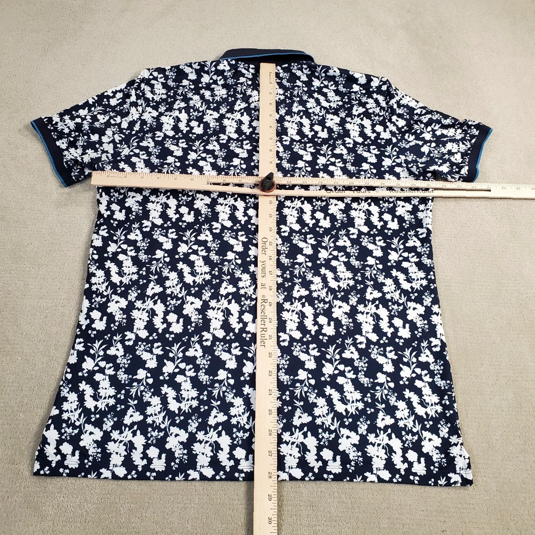 Vintage G Fore Polo Shirt Mens M Blue White Performance Stretch Floral Collar Golf Size US M / EU 48-50 / 2 - 3 Thumbnail