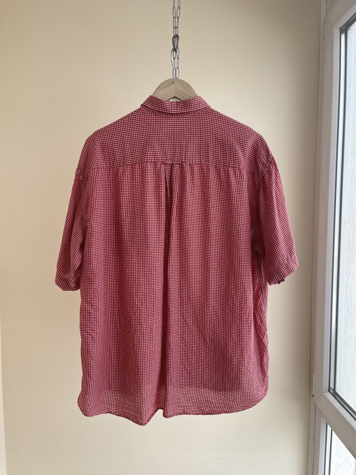 Hugo Boss Linen Cotton Checked Button Down Short Sleeve Shirt 80s 90s Size US XL / EU 56 / 4 - 2 Thumbnail